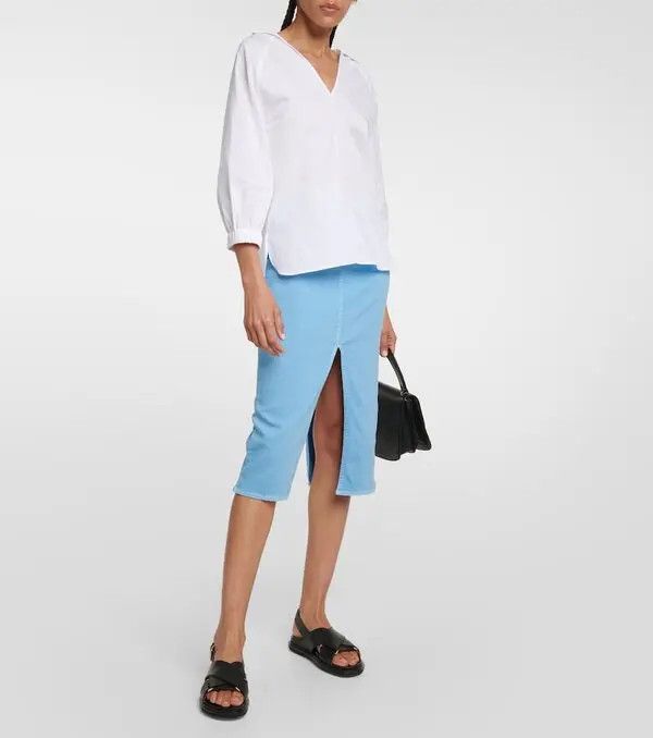 Marni o1y1125 Denim Midi Skirt in Light Blue Size 28" / US 6 / IT 42 - 2 Thumbnail