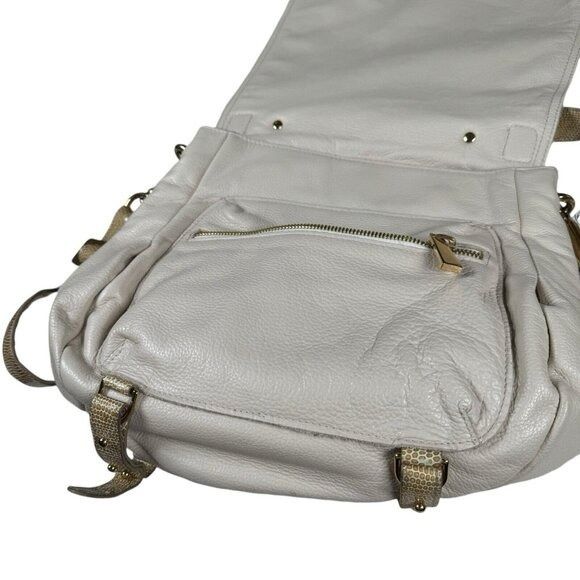 Genuine Leather CC Skye Onie Messenger Crossbody Bag Snake Embossed in Beige Size ONE SIZE - 6 Thumbnail