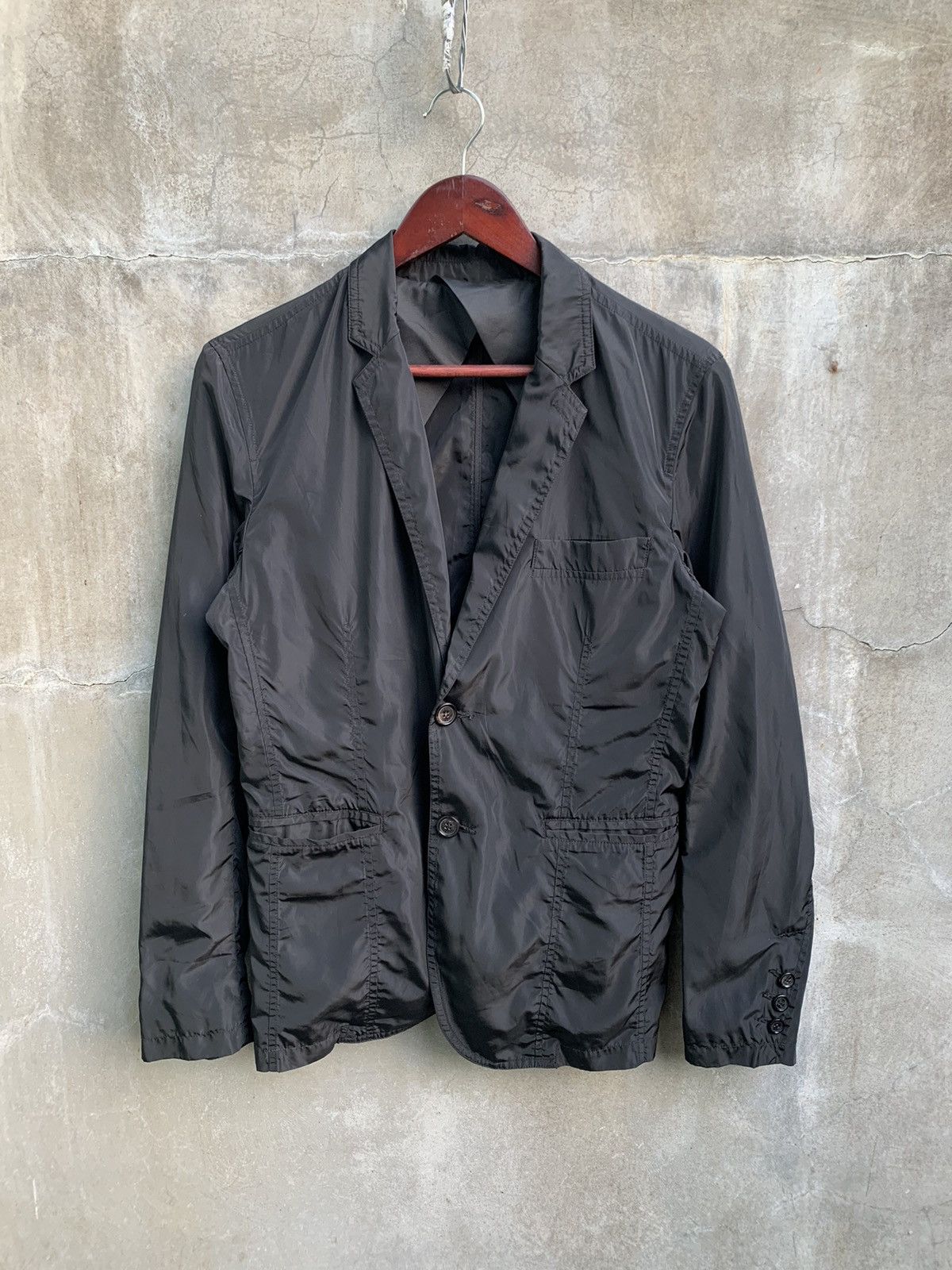 image of Prada Single Breasted Nylon Blazer in Black, Men's (Size 46R)