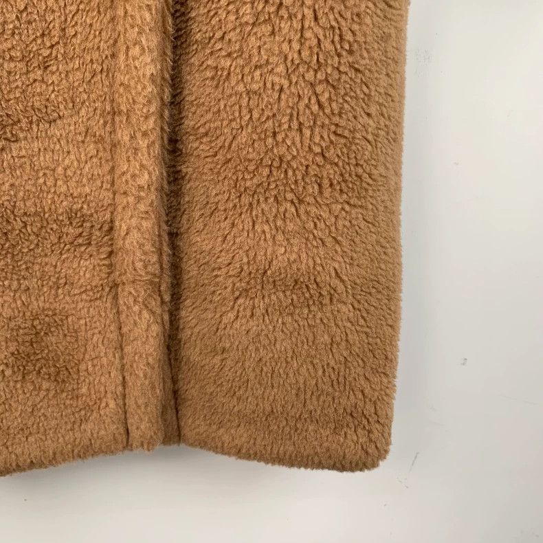 Max Mara Teddy brown teddy camel-fleece lapel double-breas