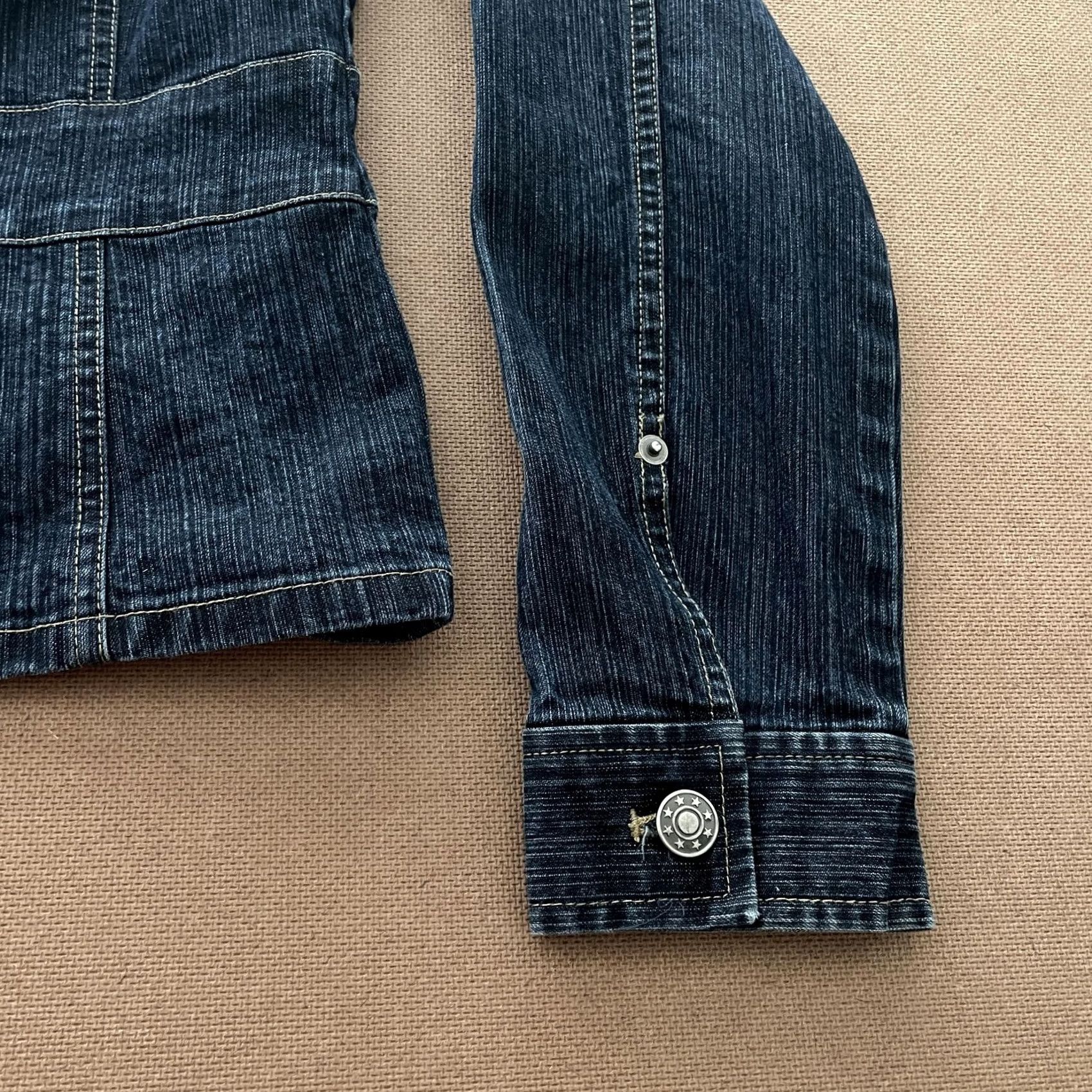 Bill Blass Bill Blass Jeanswear Jacket Womens Petite Medium Blue Denim Western Fitted PM Jacket Size 32" / US 10 / IT 46 - 4 Thumbnail