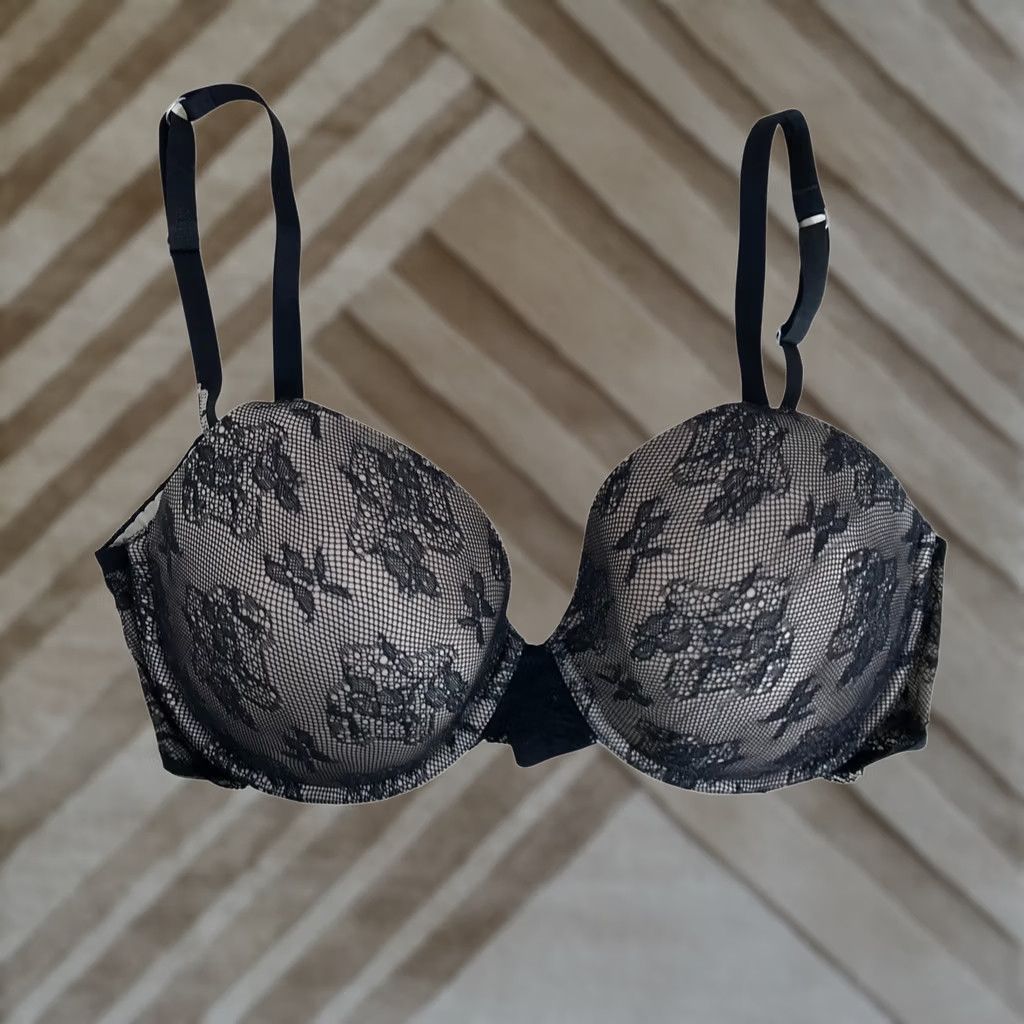 Victoria's Secret Victoria'S Secret Bra Womens 34DD Black BioFit Floral Lace Padded Full Coverage Size ONE SIZE - 1 Thumbnail