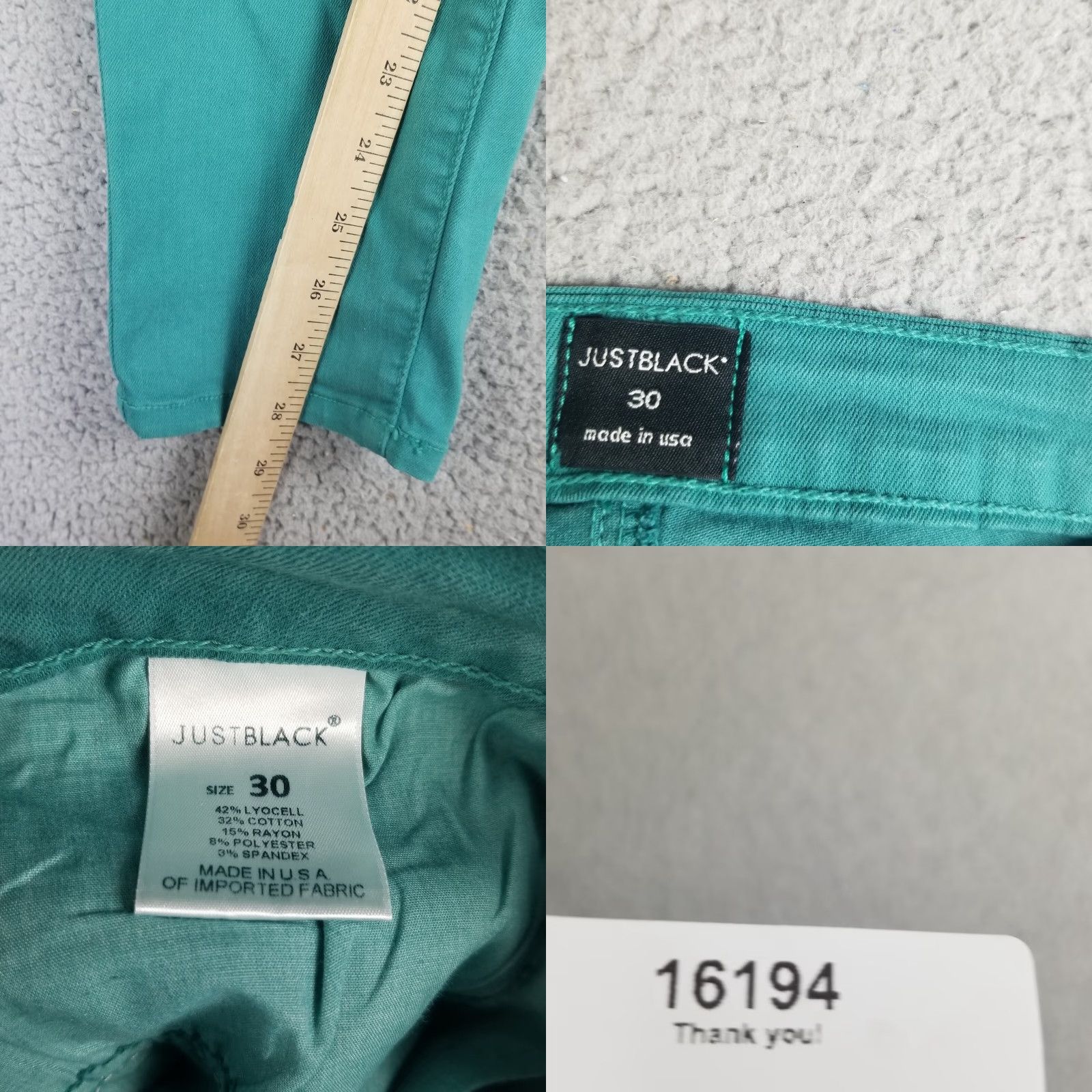 Denime JUST BLACK Denim Womens 30 Adorra Green Shamrock Stretch Skinny Jeans USA NWT Violet Size 30" / US 8 / IT 44 - 8 Thumbnail
