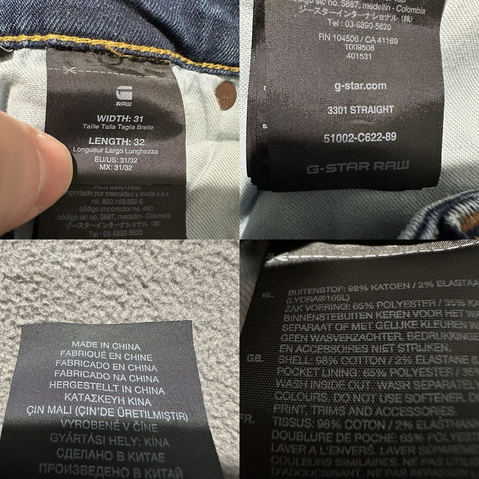 G-Star VINTAGE G-Star Raw Jeans Mens 31x32 Blue Denim Button Fly Designer 3301 Straight Size US 31 - 8 Thumbnail