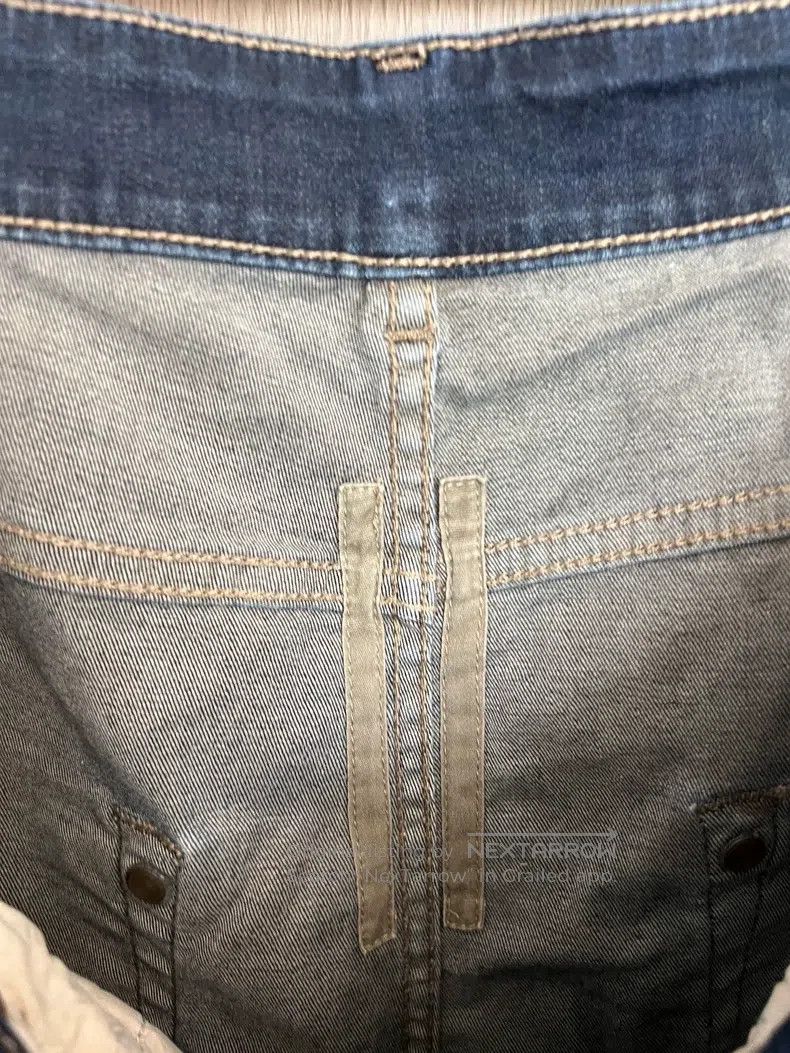Rick Owens RICK OWENS Waxed coated patchwork denim cropped pants Size US 33 - 7 Thumbnail