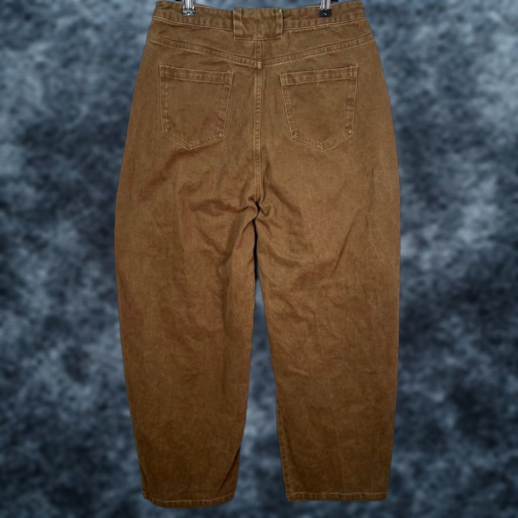 Vintage Yougu Womens Size Large Brown High-Waisted Wide Barrel Leg Pants 100% Cotton Vintage No Size 36" / US 14 / IT 50 - 1 Thumbnail