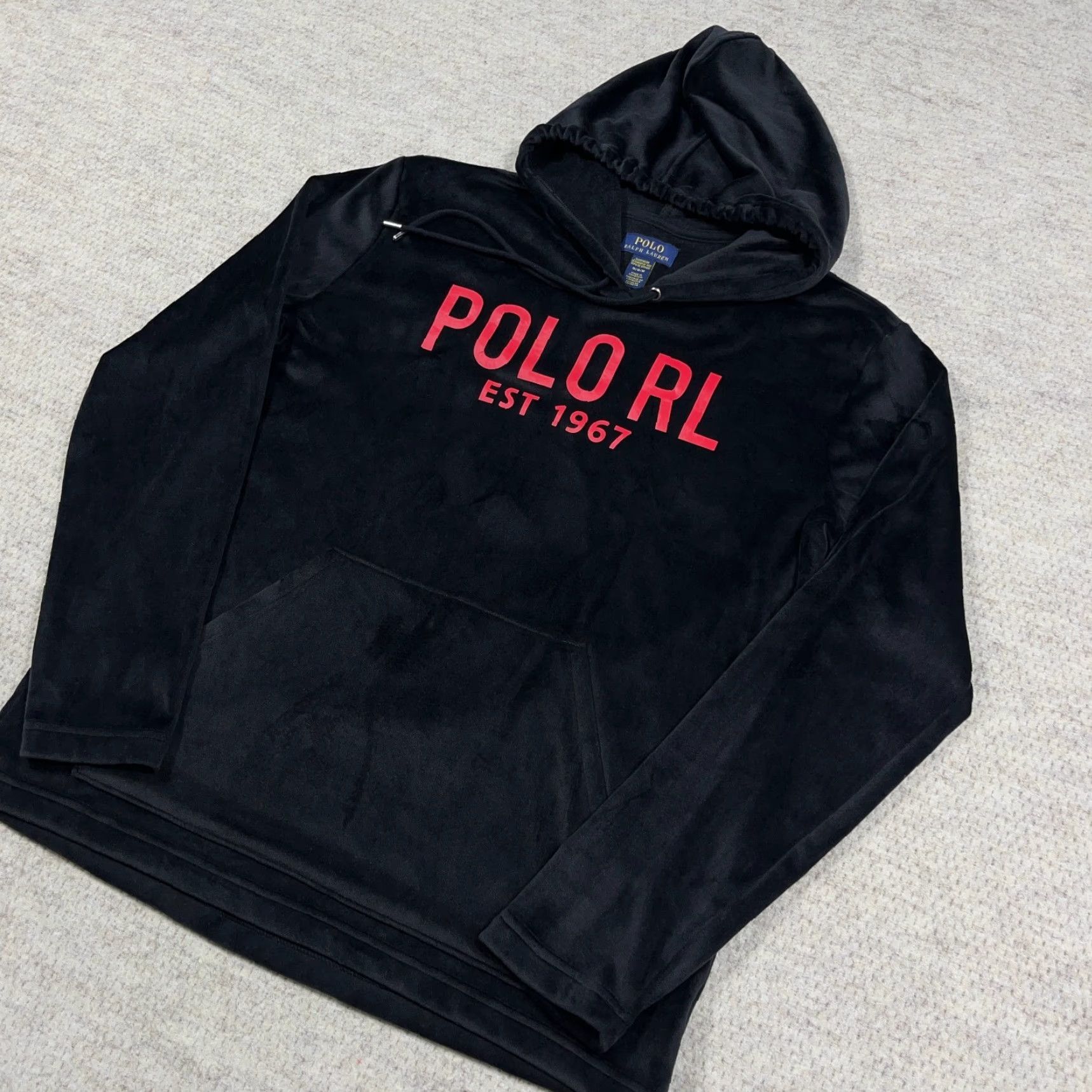 Polo Ralph Lauren Polo Ralph Lauren Hoodie Men Medium Black Red Sleep Wear Velour Lounge Spellout Size US M / EU 48-50 / 2 - 5 Thumbnail