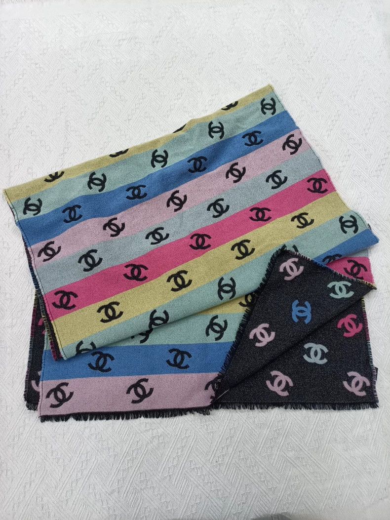 Chanel Chanel Rainbow full logo big logo double-sided cashmere sc Size ONE SIZE - 1 Thumbnail