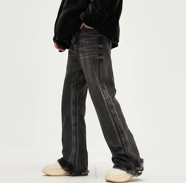Jean × Vintage Faded Black Ripped Flare jeans Size US 32 / EU 48 - 3 Thumbnail