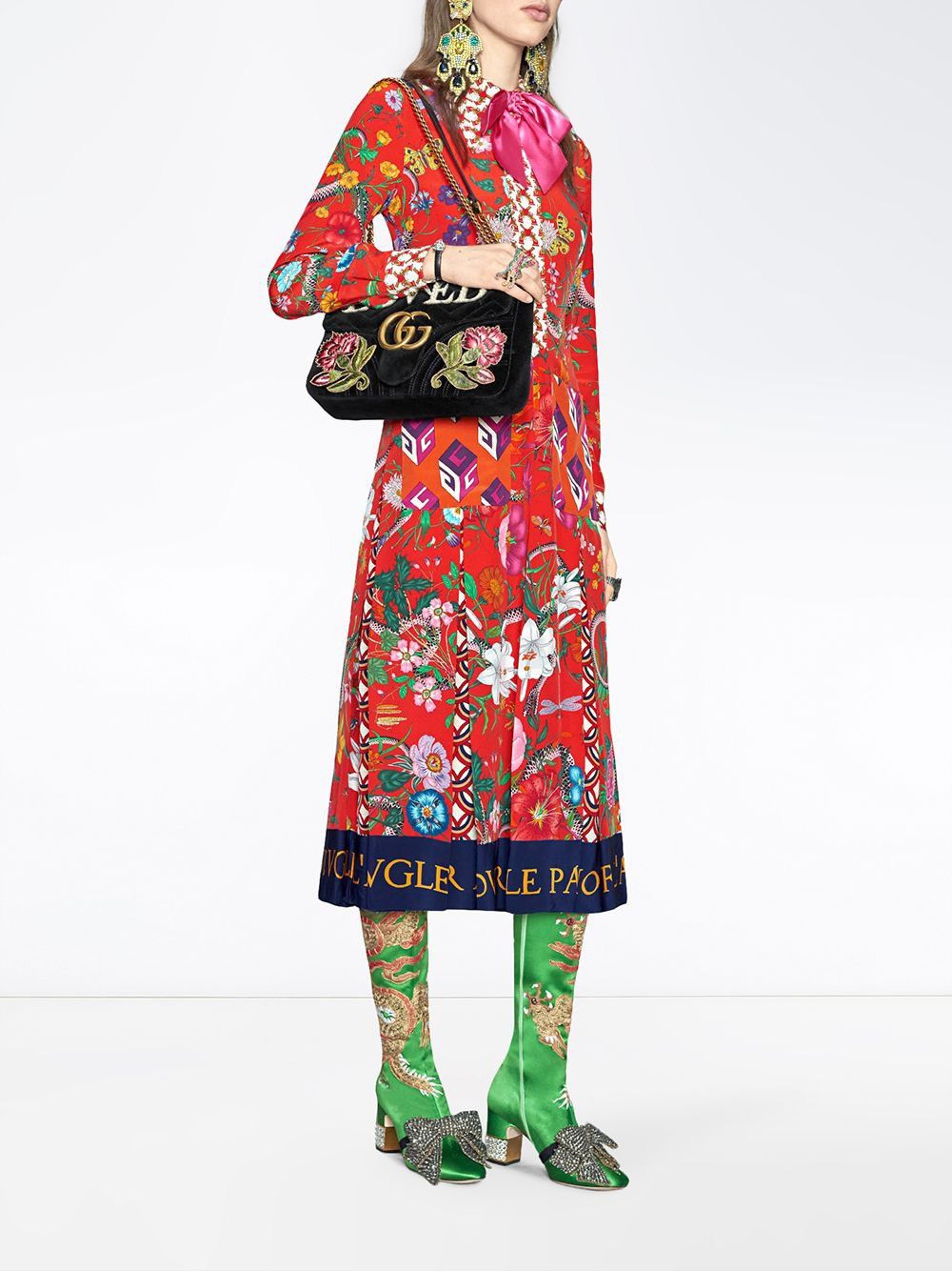 Gucci Runway Lime Green Dragon Boots With Sparkly Bows Size US 7.5 / IT 37.5 - 13 Thumbnail
