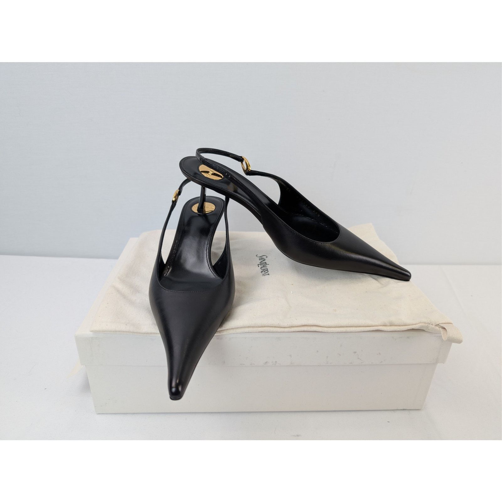Saint Laurent Paris o1rshd1 Vendome 50 leather slingback pumps Sandal in black Size US 9.5 / IT 39.5 - 18 Thumbnail