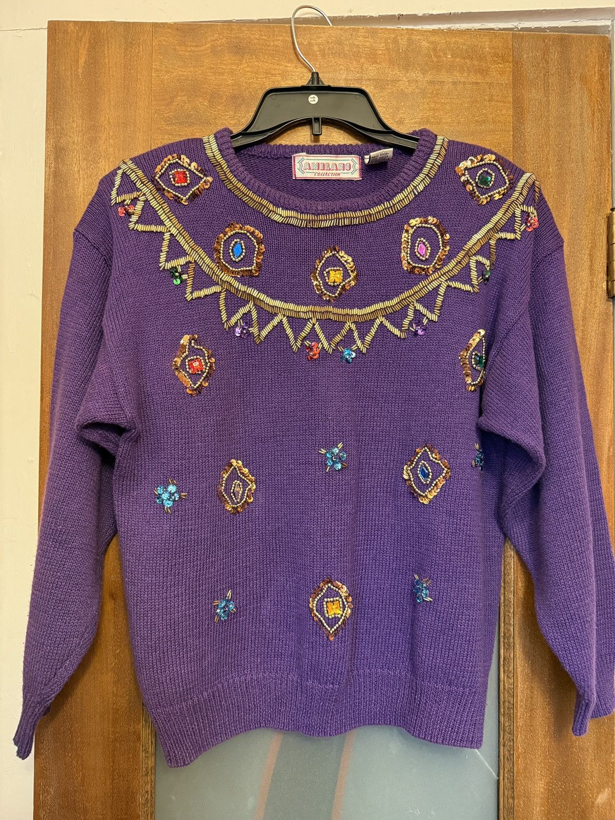 Vintage Amiliano Collection Embellished Pullover Vintage Sweate Size L / US 10 / IT 46 - 1 Thumbnail
