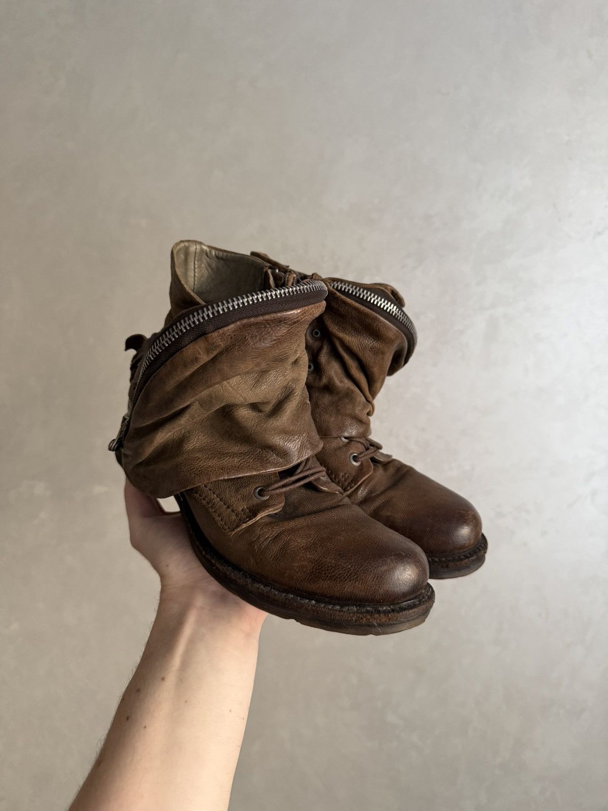 A.S.98 Vintage Italian AS 98 Rick Owens Style Leather Biker Boots Size US 7 / IT 37 - 1 Thumbnail