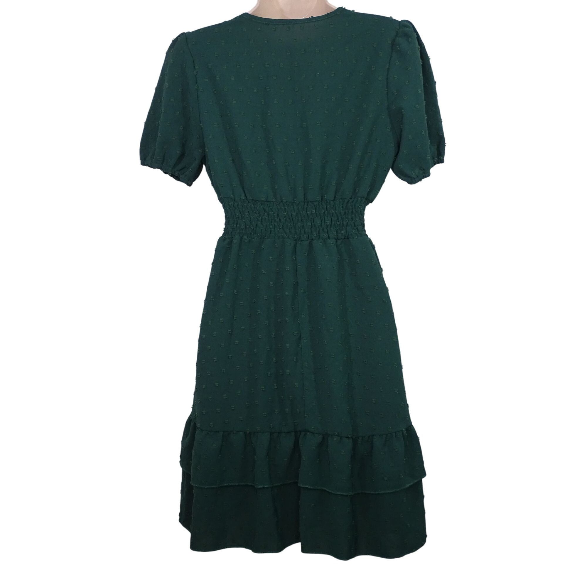 Shein Shein Green Swiss Dot Ruffle Tiered Fit & Flare Dress Size 4 Size S / US 4 / IT 40 - 4 Thumbnail