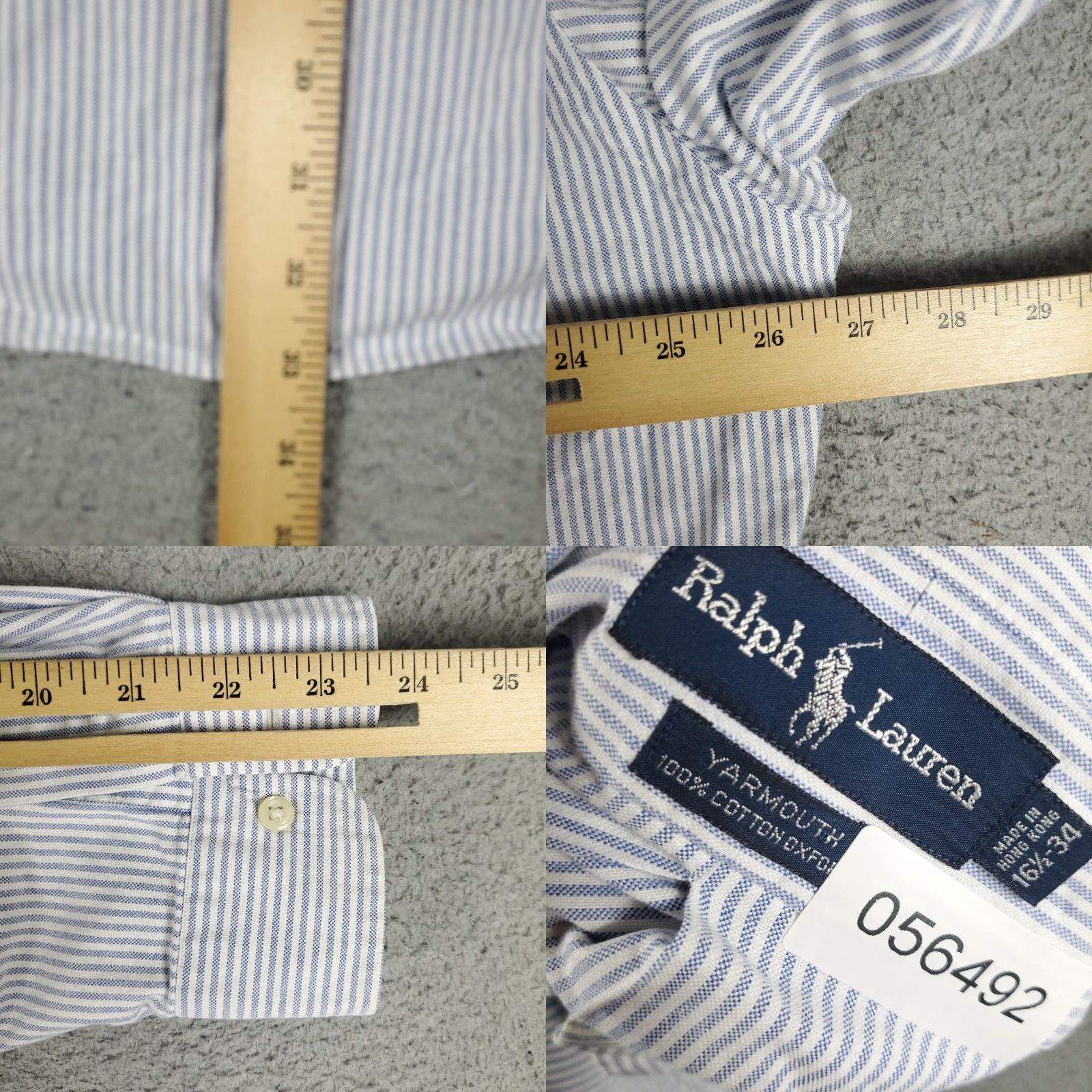 Ralph Lauren RALPH LAUREN Dress Shirt Mens 16.5 Blue Striped Long Sleeve Button Up Cotton Casual Modern Size 42R - 8 Thumbnail