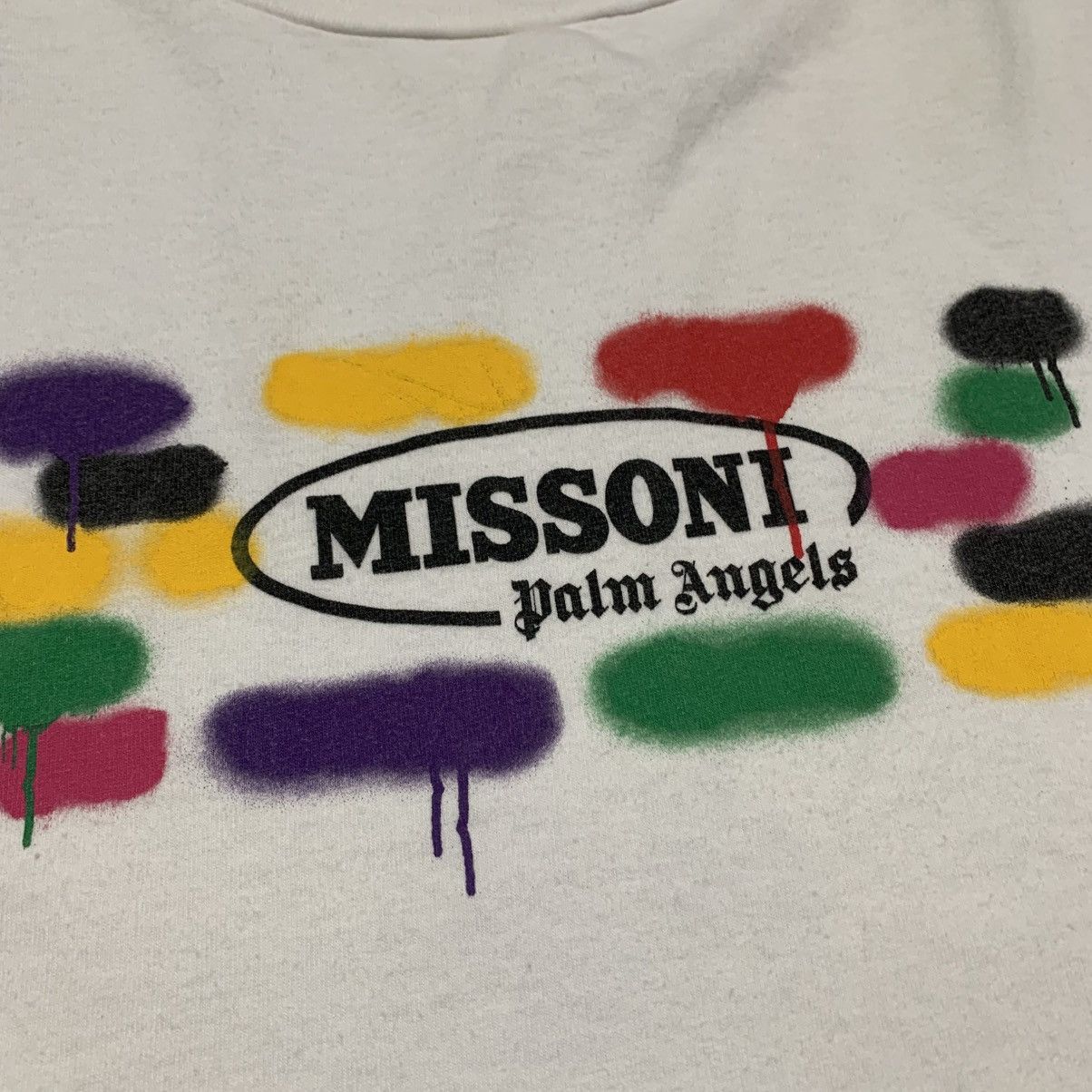 Palm Angels Palm Angels Large Missoni Spray Paint White Tee Size US L / EU 52-54 / 3 - 4 Thumbnail