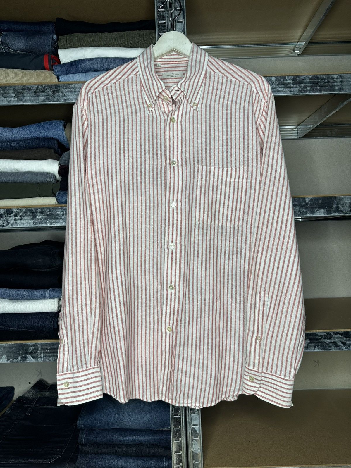 Ermenegildo Zegna Ermenegildo Zegna Striped Button Down Shirt Size XL Size US XL / EU 56 / 4 - 1 Thumbnail