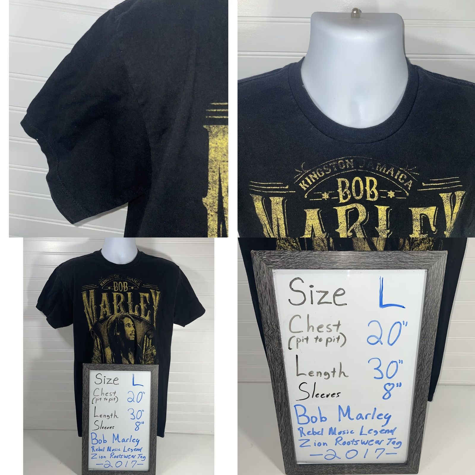 Vintage VINTAGE Bob Marley Shirt Men L Black Zion Rootswear Crew Neck Graphic T-Shirt Mens Music 2017 Mexico Size US L / EU 52-54 / 3 - 8 Thumbnail