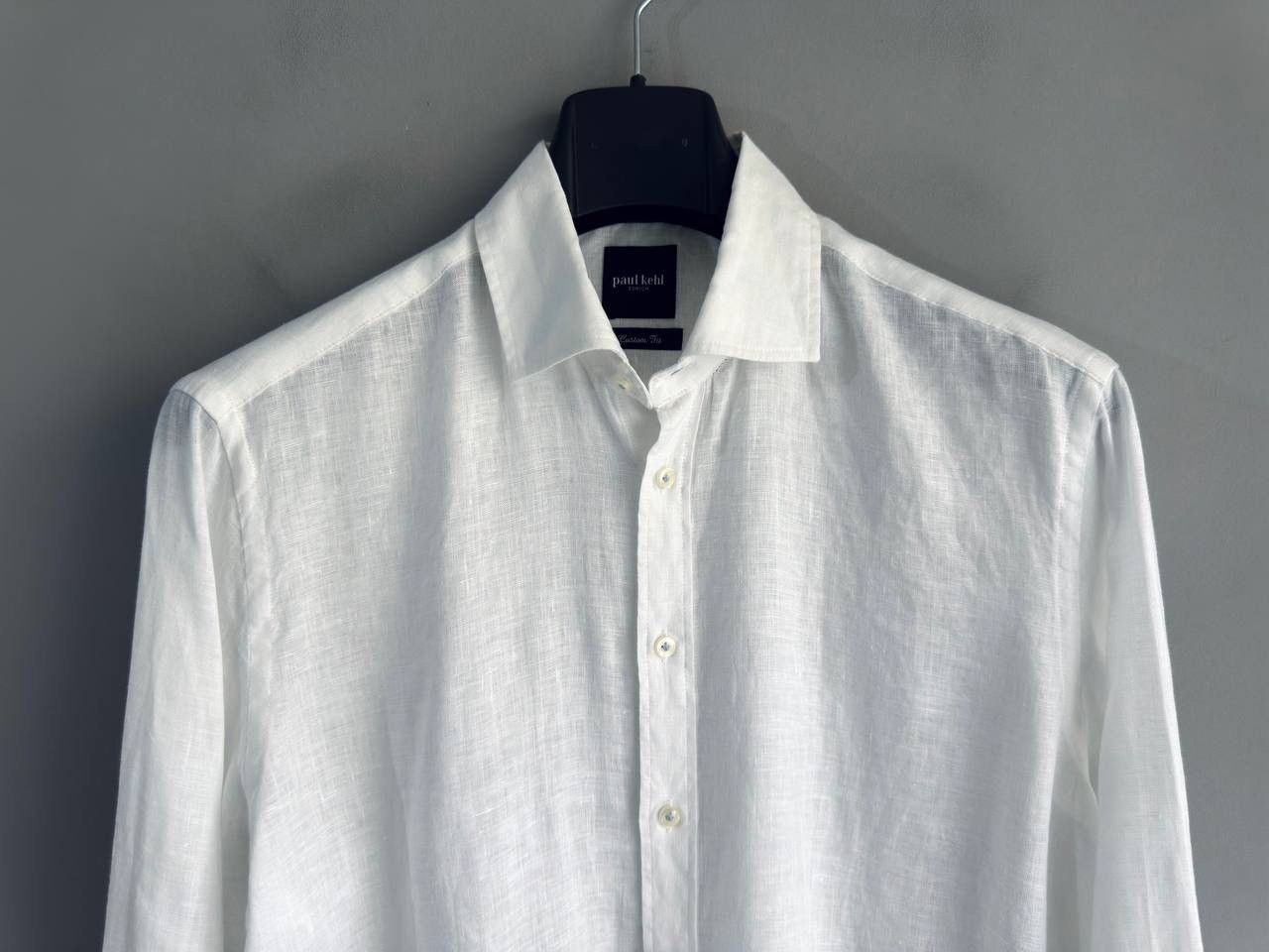 Other Paul Kehl Zurich Men's White Custom Fit Linen Shirt, Size M Size US M / EU 48-50 / 2 - 3 Thumbnail