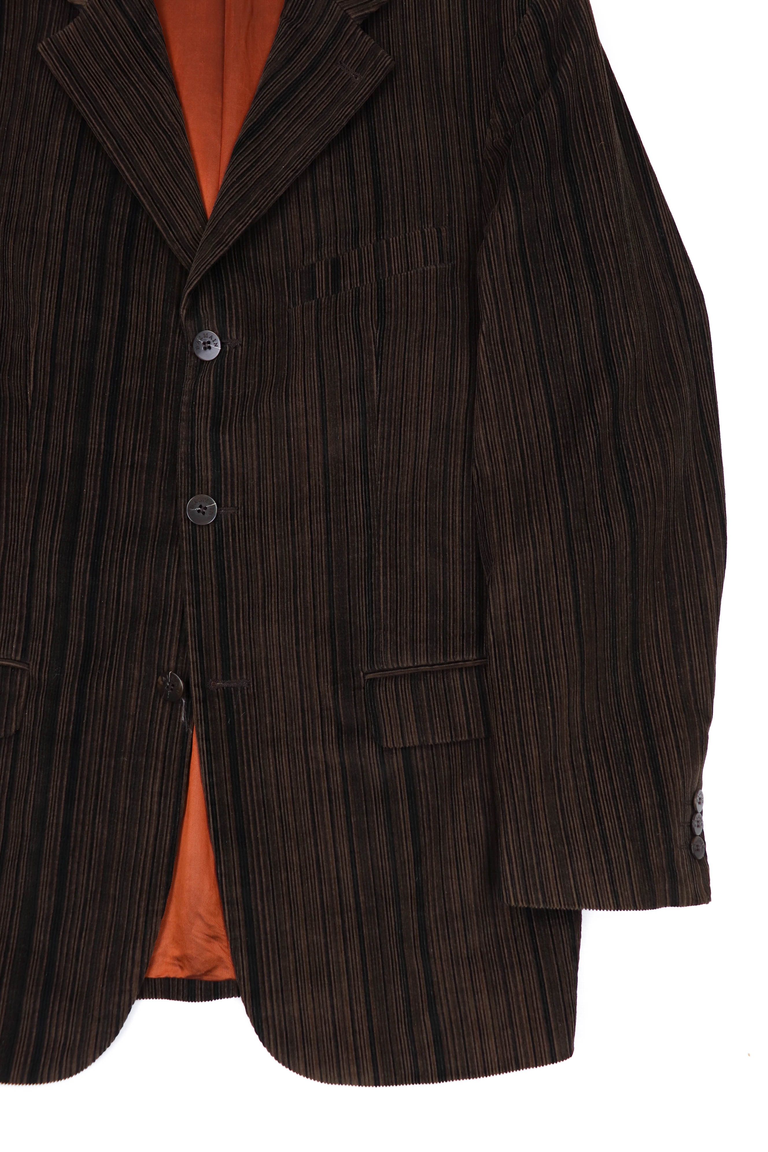 Balmain Balmain Vintage Striped Brown Corduroy Cotton Blazer Jacket Size US L / EU 52-54 / 3 - 5 Thumbnail