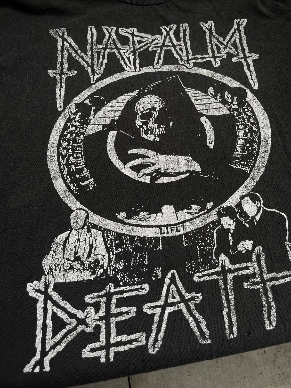Band Tees × Vintage 80s Napalm Death Life? Scum Vintage Faded Distressed T-shirt Size US XL / EU 56 / 4 - 3 Thumbnail