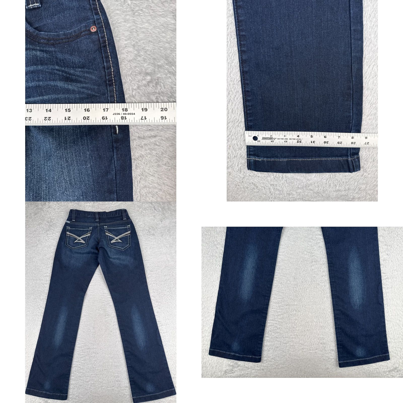 Denime Cinch Jeans Womens Bootcut Jeans 0 Blue Denim 26x33 Embroidered 5-Pocket Stretch Regular Inseam 33 Cotton Dark Denim Bagged? Size 25" / US 0 / IT 36 - 9 Thumbnail