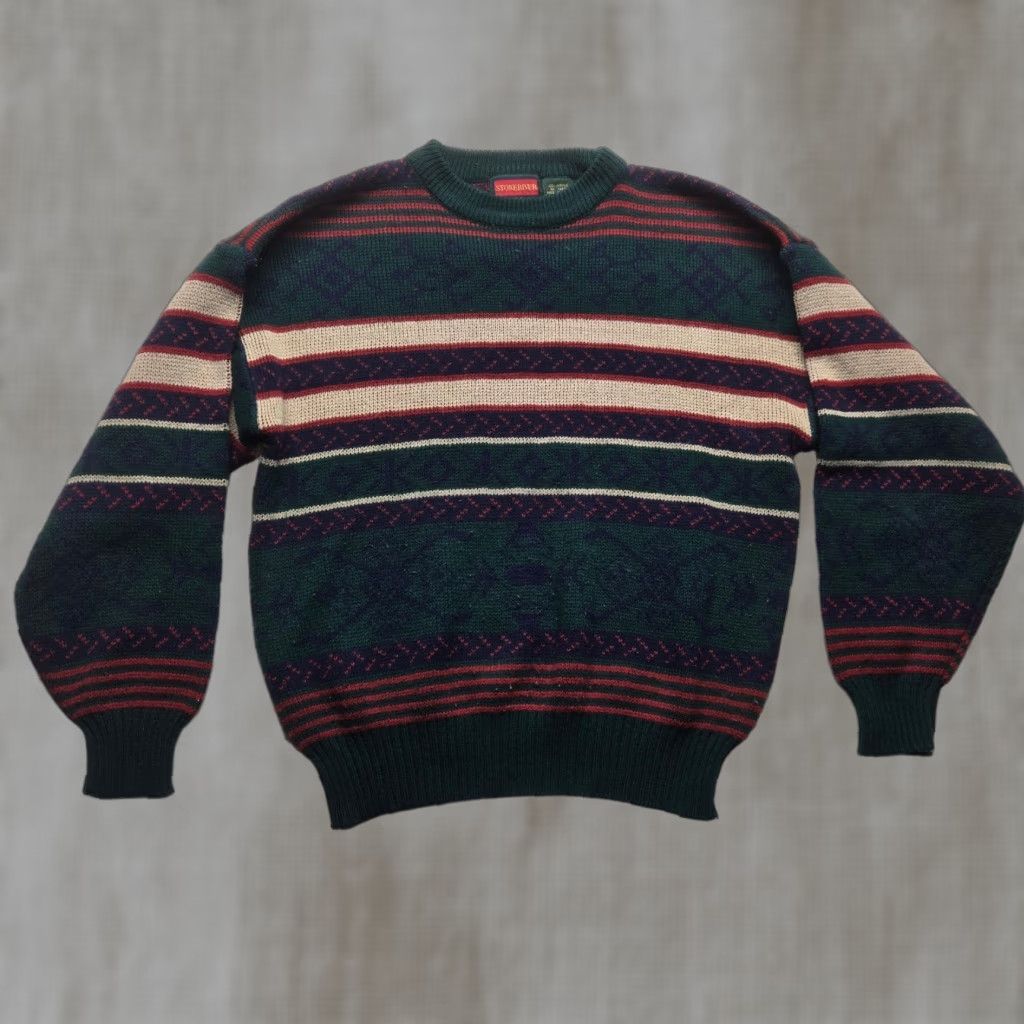 Vintage VINTAGE Stoneriver Sweater Stripped Southwestern Abstract Funky Art 90s Adult Mens Large Size US L / EU 52-54 / 3 - 1 Thumbnail