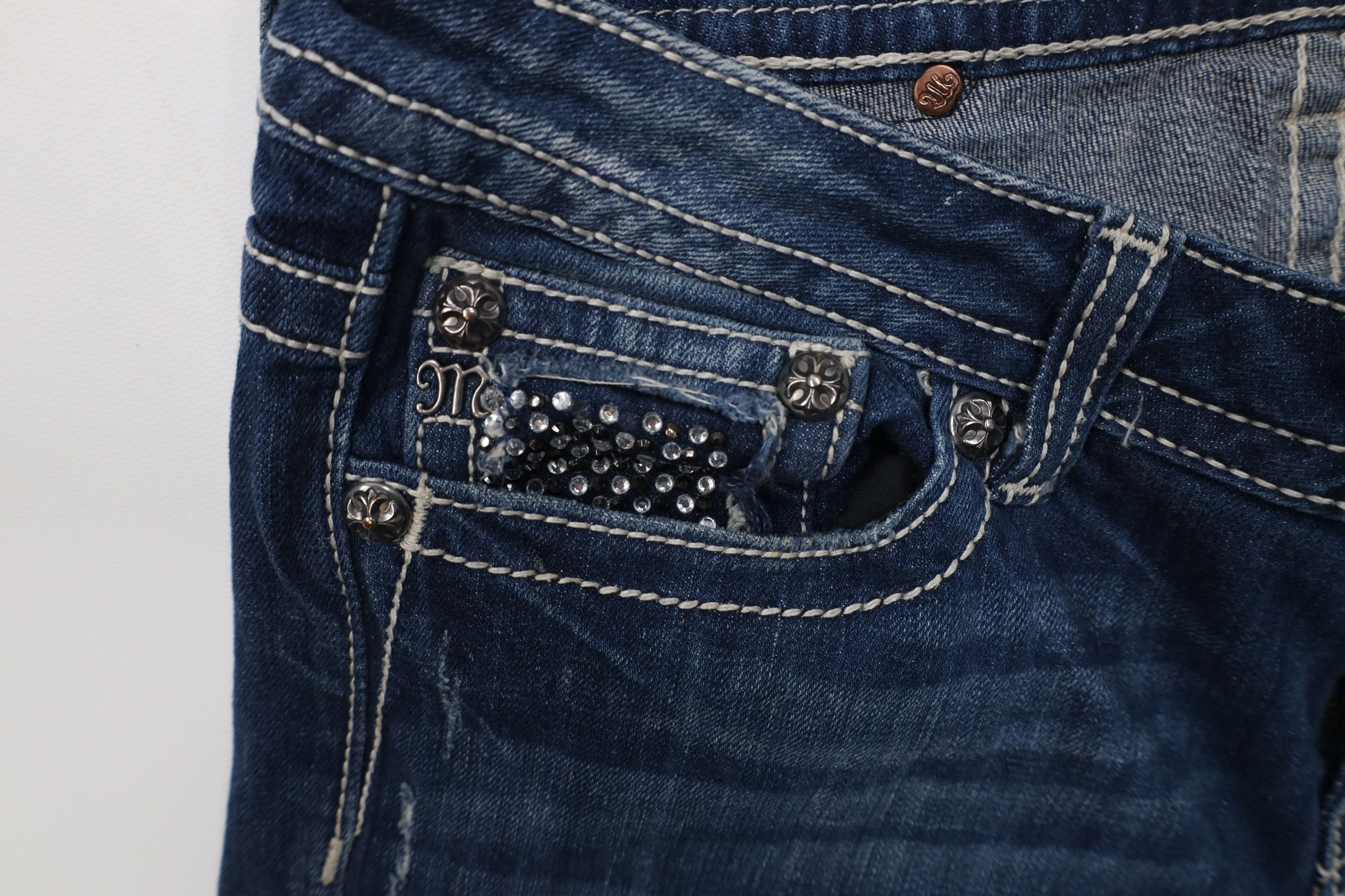 Miss Me Miss Me Rhinestone Thick Stitch Easy Boot Cut Flared Jeans Size 30" / US 8 / IT 44 - 9 Thumbnail