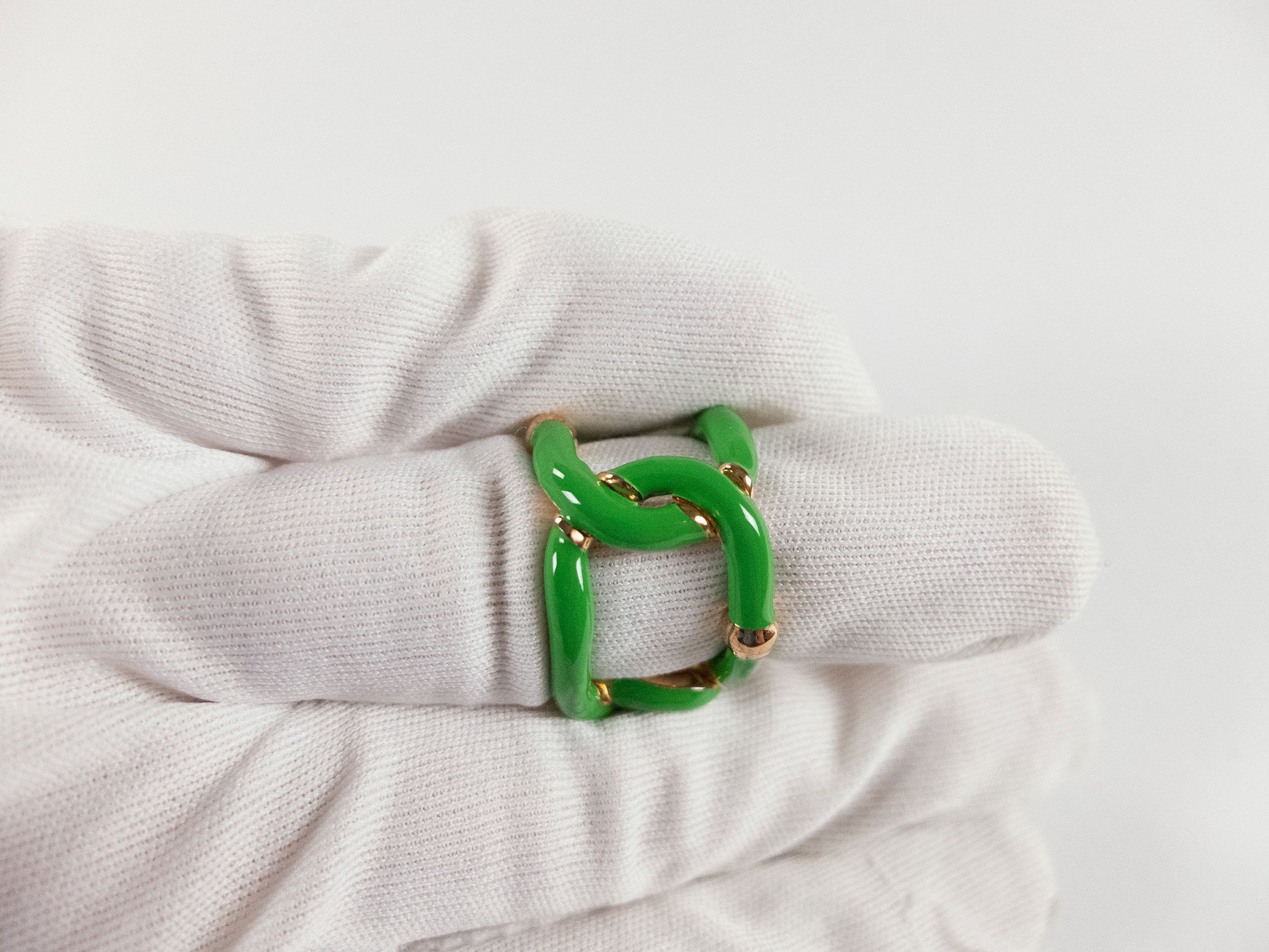 Bottega Veneta BOTTEGA VENETA Chains green gold plated silver ring 7 / 15 q Size ONE SIZE - 10 Thumbnail