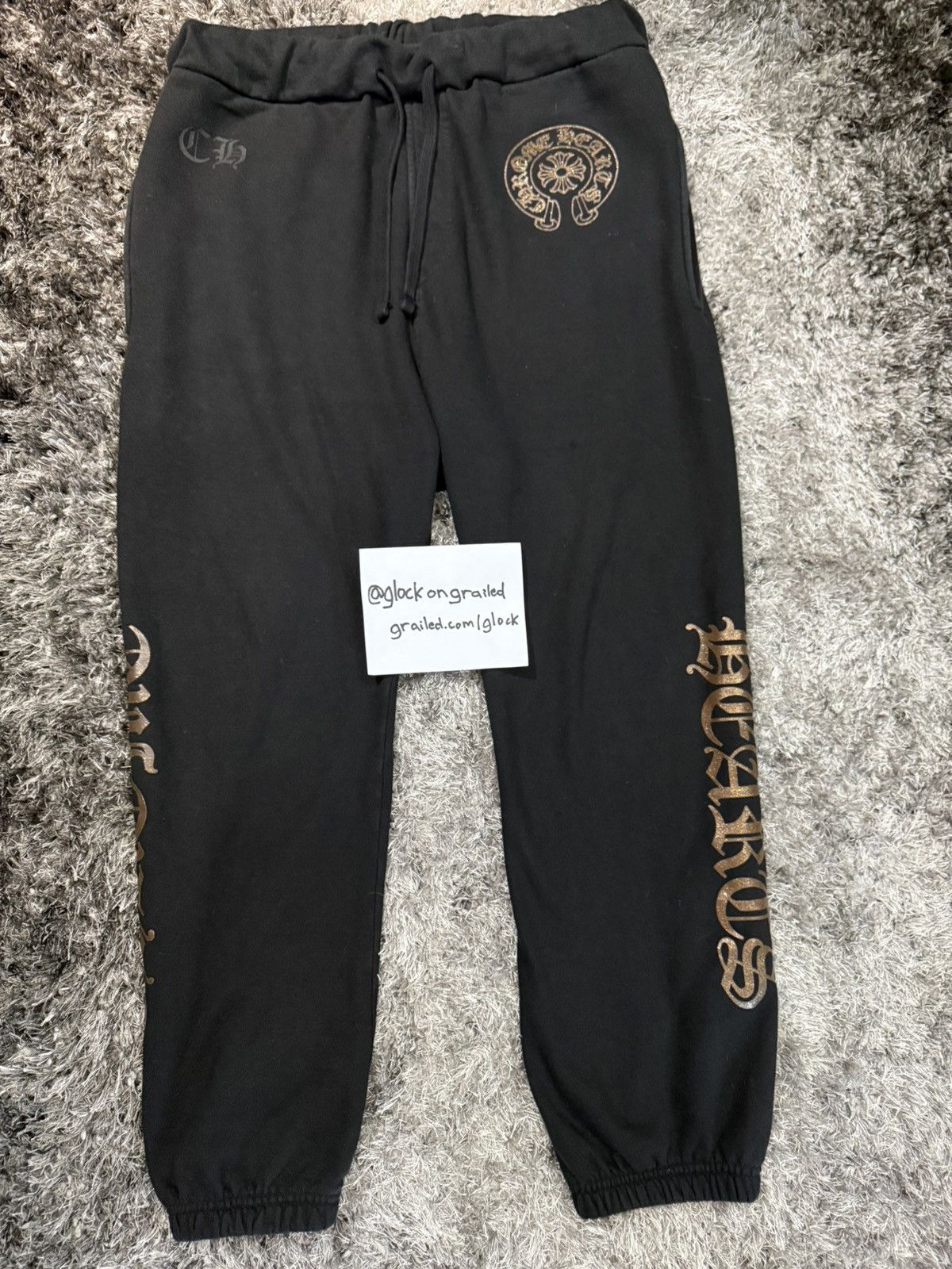 Chrome Hearts Chrome Hearts 1988 Glitter Print Horseshoe Sweatpants Size M Size US 33 - 1 Thumbnail