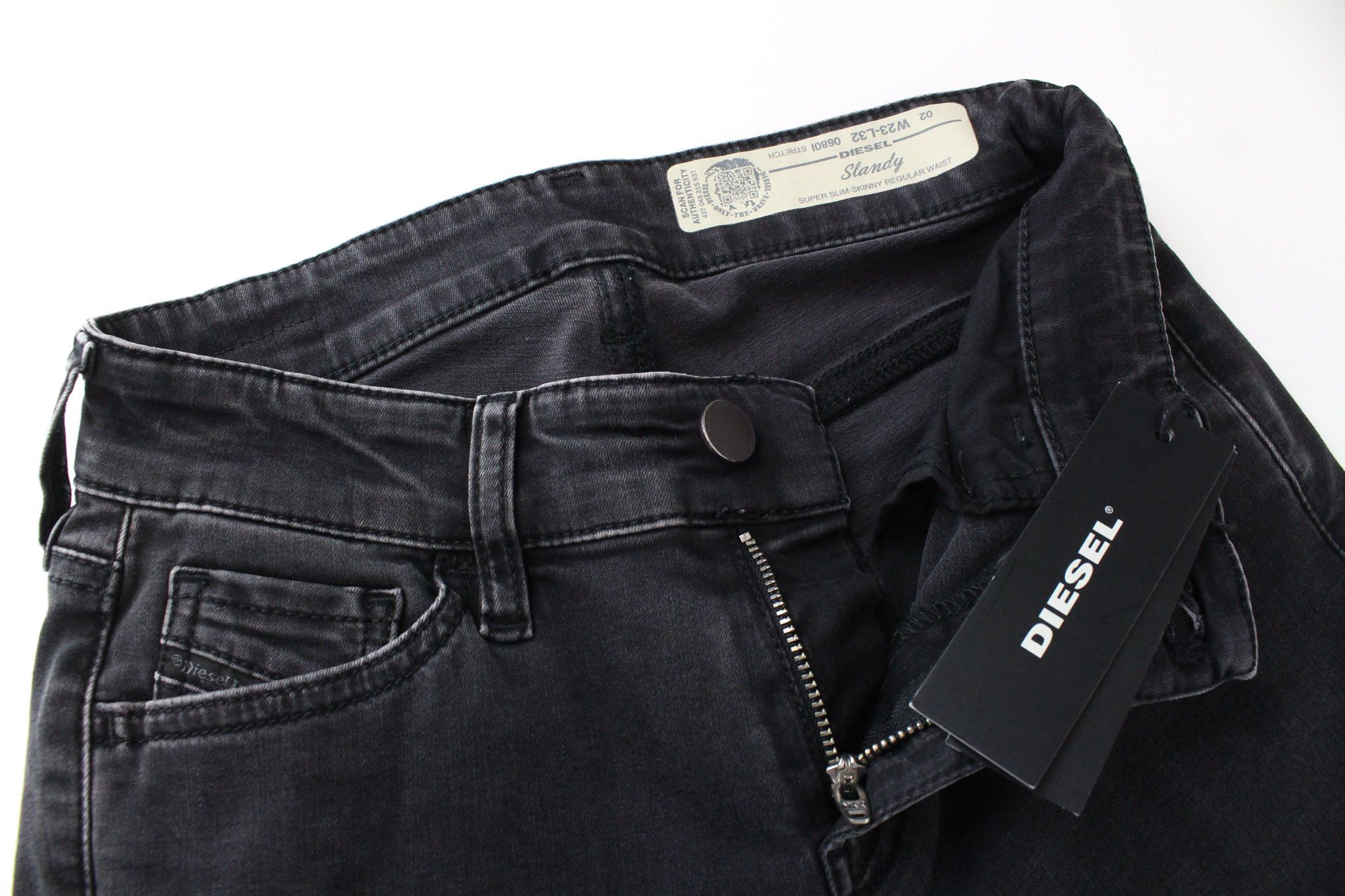 Diesel SLANDY 0680I W23/L32 Grey Stretch Jeans 70474 Size 23" - 3 Thumbnail