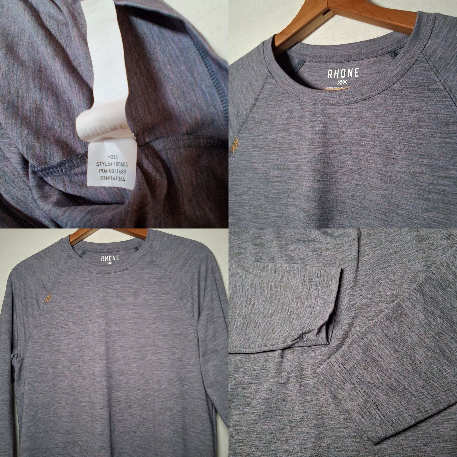 Rhone Rhone Shirt Men S Performance Wear Long Sleeve Raglan Multicolor Heather Athletic Gym Running Cross Training Size US S / EU 44-46 / 1 - 8 Thumbnail