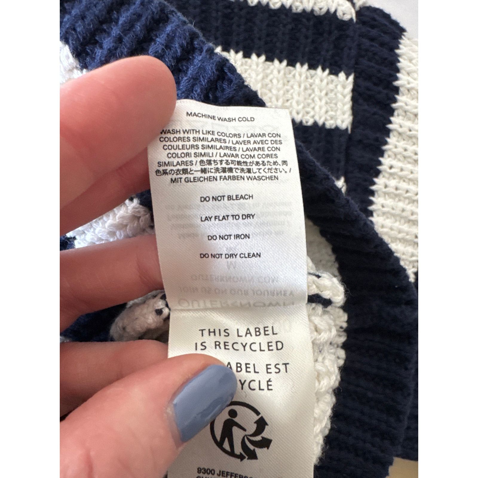Outerknown OUTERKNOWN MONTAUK SWEATER Navy White Stripe Organic Cotton Size M / US 6-8 / IT 42-44 - 8 Thumbnail