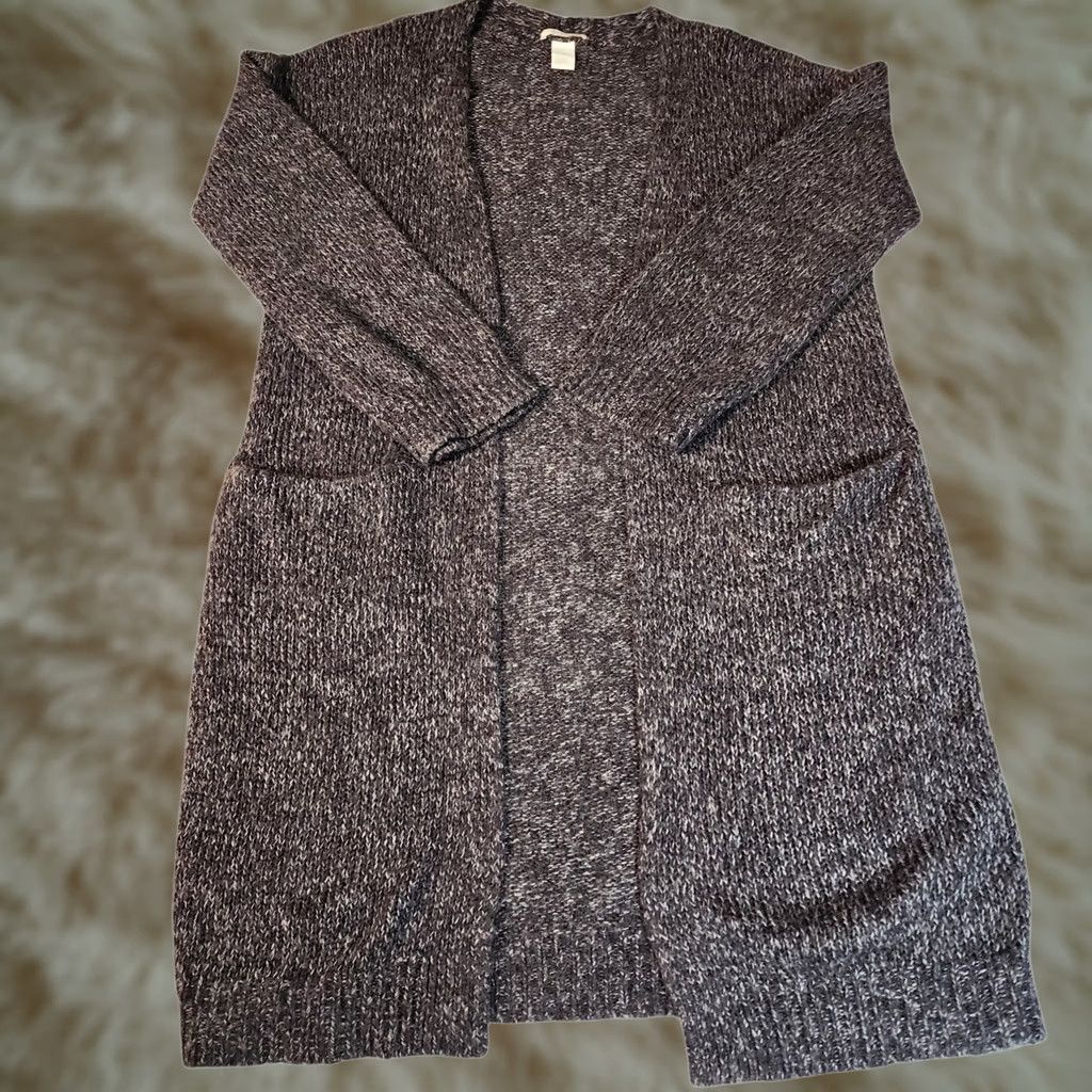 H&M H&M Knit Cardigan Long Sleeve Open Front Pockets Charcoal Gray Womens S Size S / US 4 / IT 40 - 1 Thumbnail
