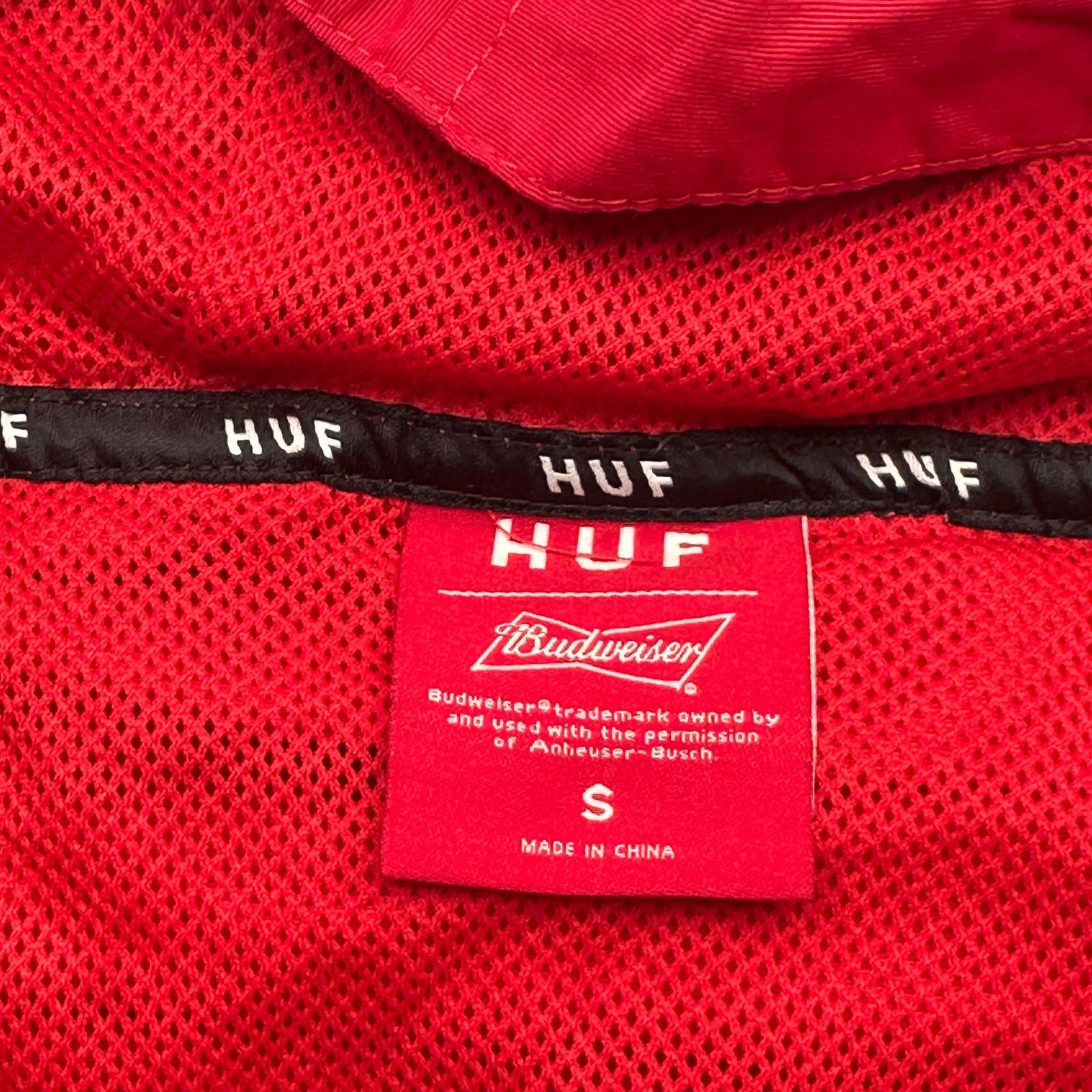 Huf HUF x Budweiser Windbreaker Jacket Men Small Red Hooded 1/4 Size US S / EU 44-46 / 1 - 3 Thumbnail