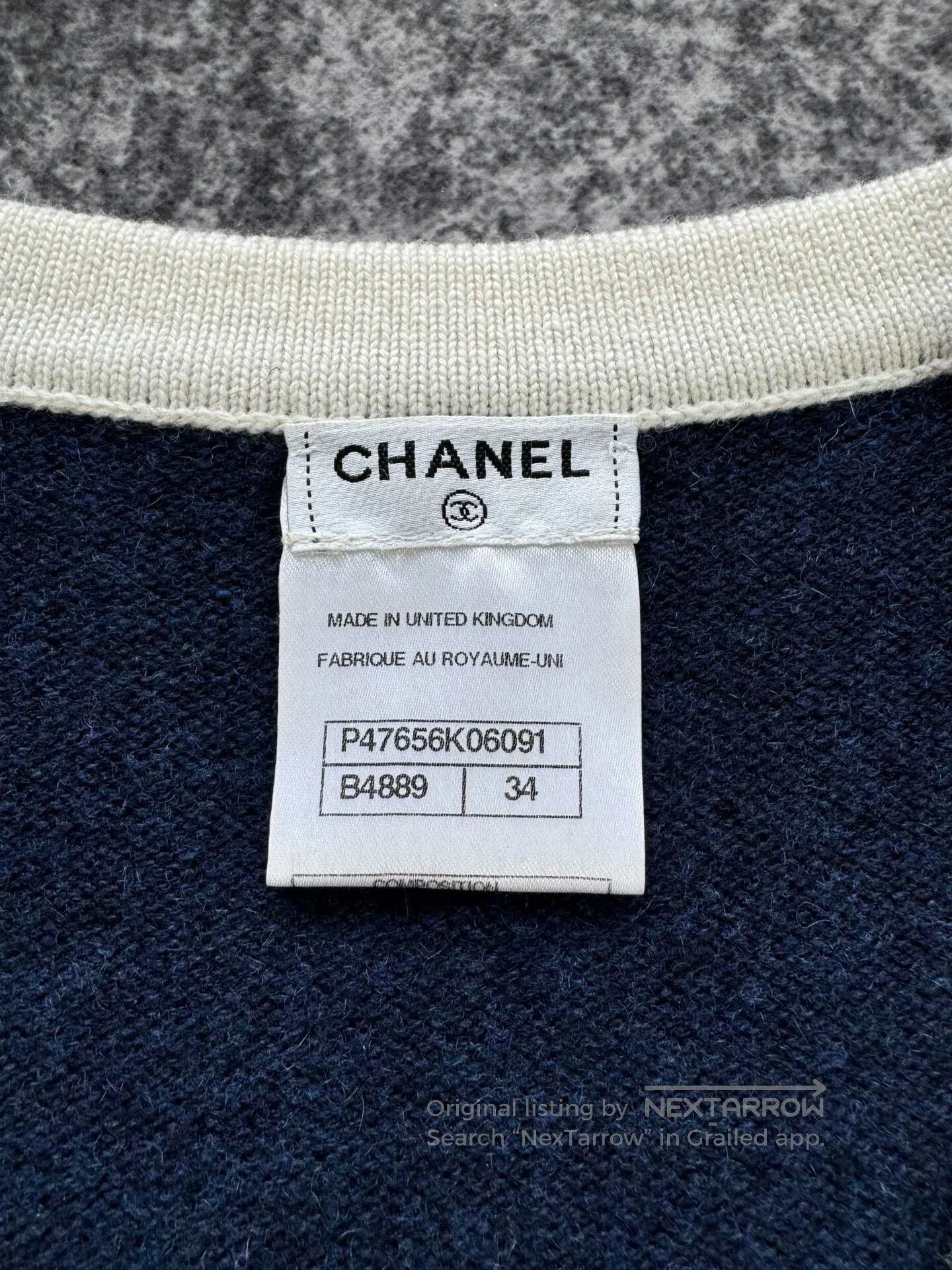 Chanel Chanel Blue and White Cashmere Cardigan. Size XS / US 0-2 / IT 36-38 - 6 Thumbnail
