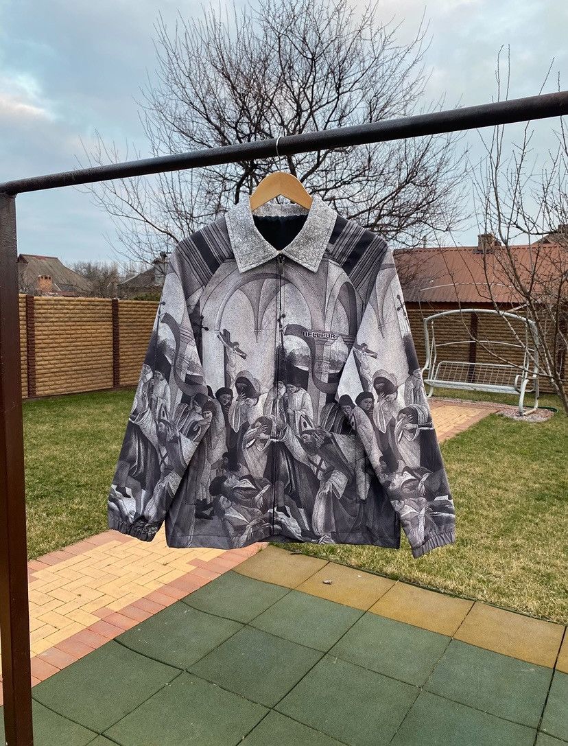 Vintage Hellpur Religious Art Print Windbreaker Jacket, Size L Size US L / EU 52-54 / 3 - 1 Thumbnail
