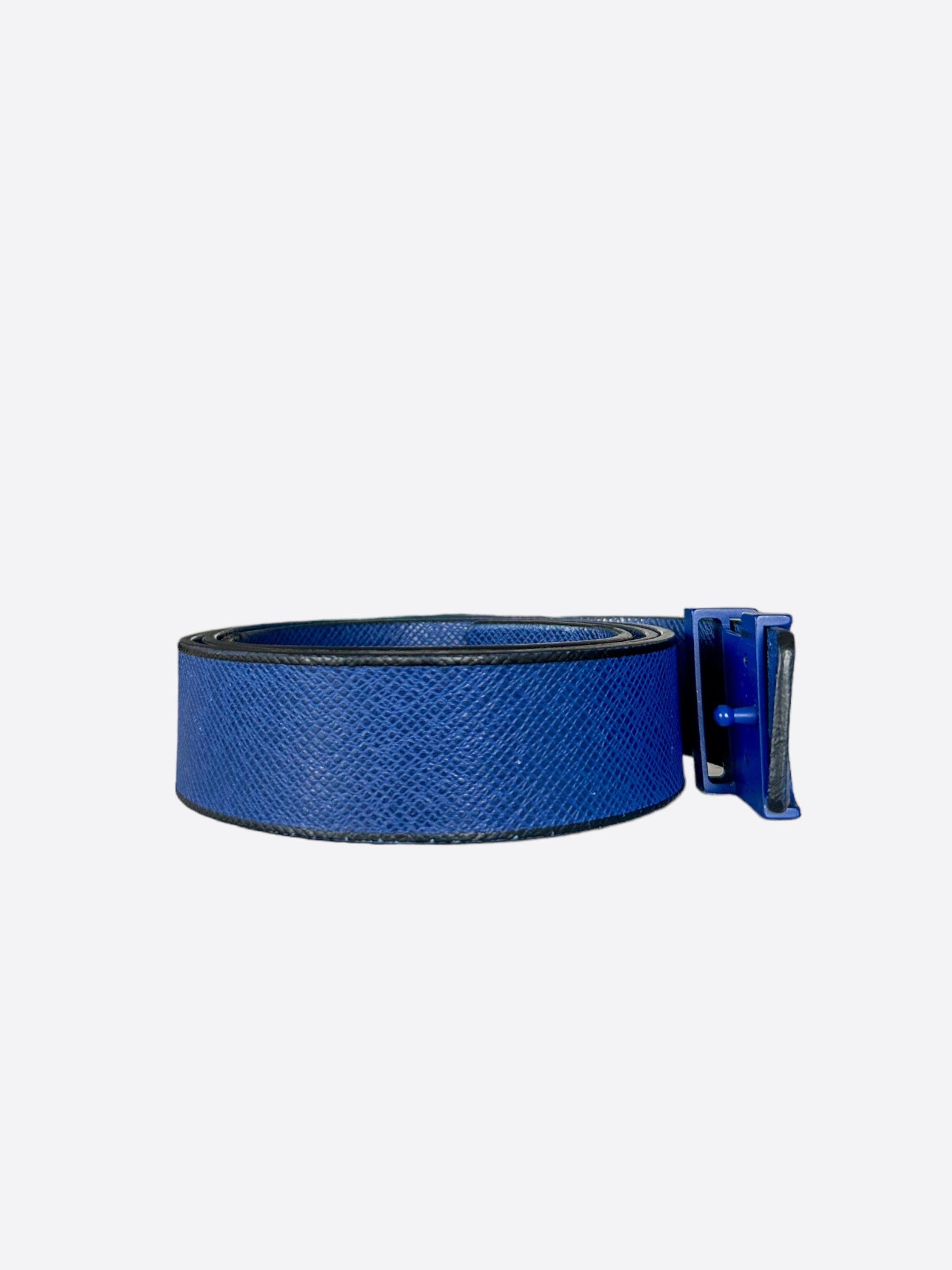 Louis Vuitton Louis Vuitton Blue & Black Taigarama Initiales Belt Size 36 - 4 Thumbnail