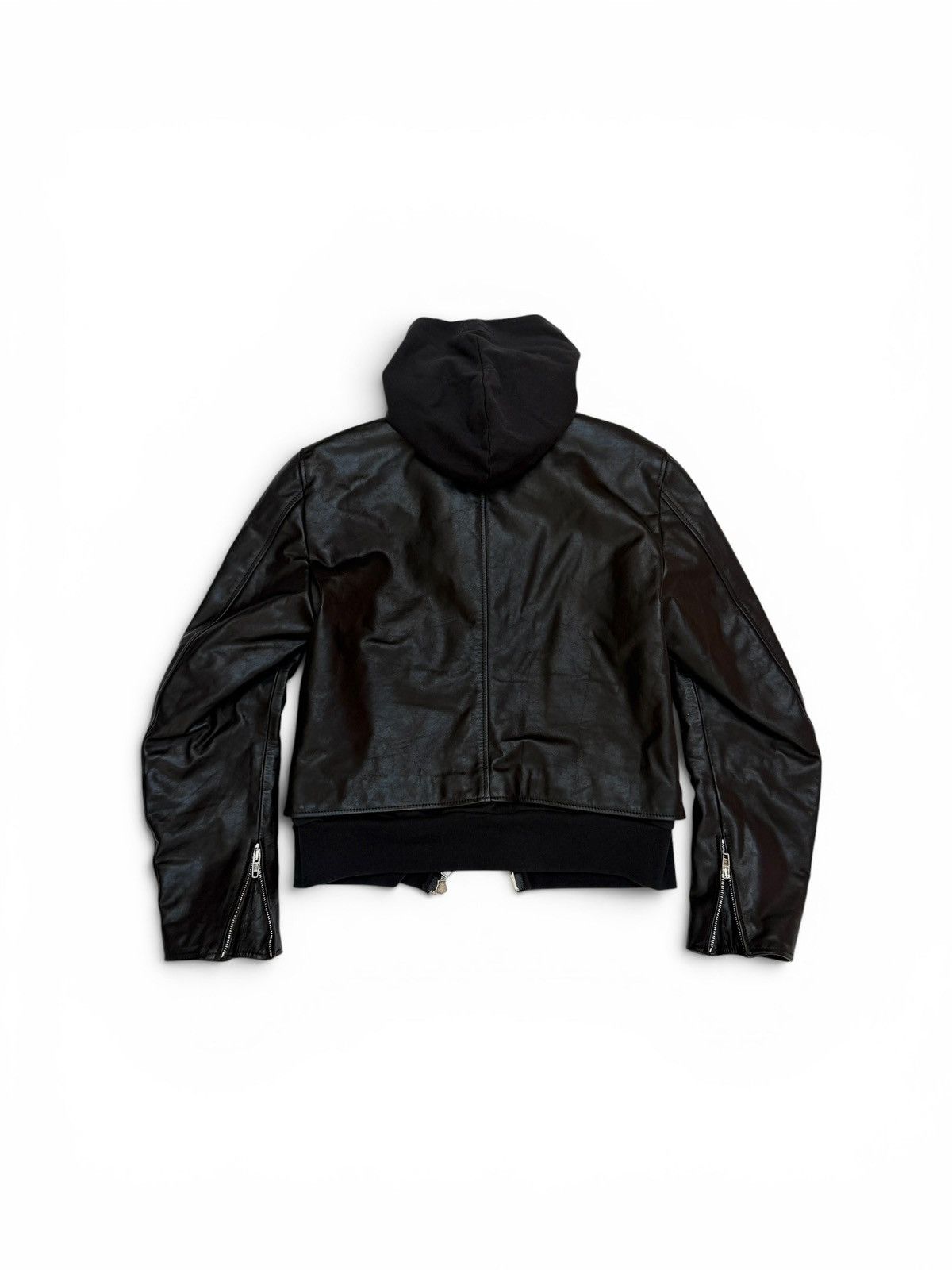 Balenciaga Balenciaga Shrunk Racer Hooded Layer Jacket Black Leather Size US XS / EU 42 / 0 - 2 Thumbnail