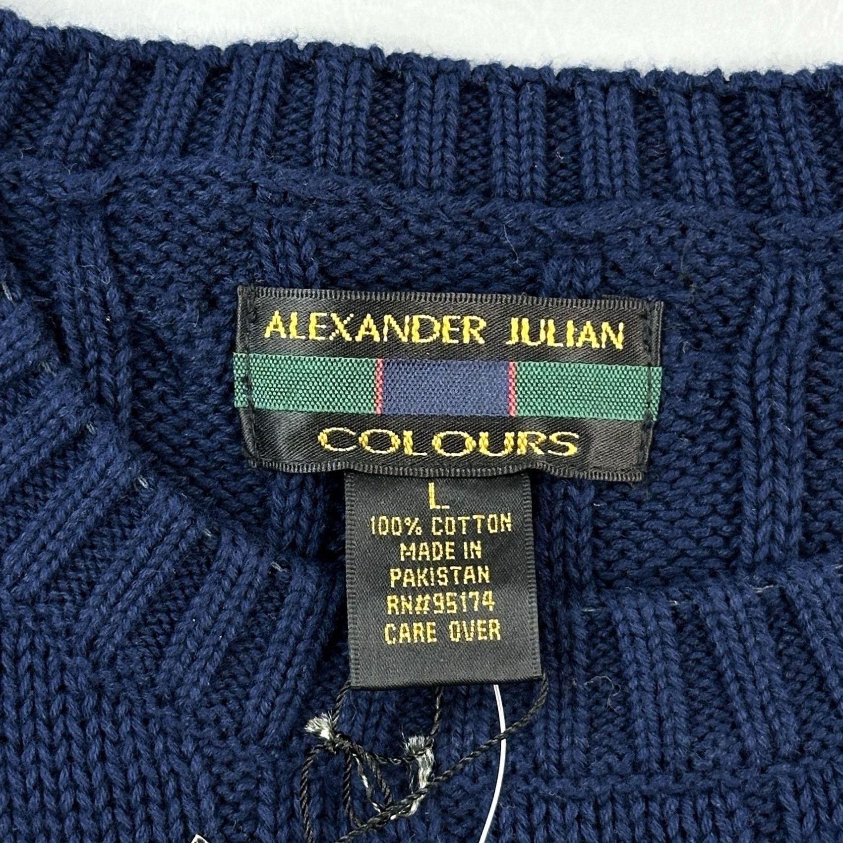 Alexander Julian VINTAGE Alexander Julian Colours Sweater Mens L Cable-Knit Cotton Preppy NWT Size US L / EU 52-54 / 3 - 5 Thumbnail