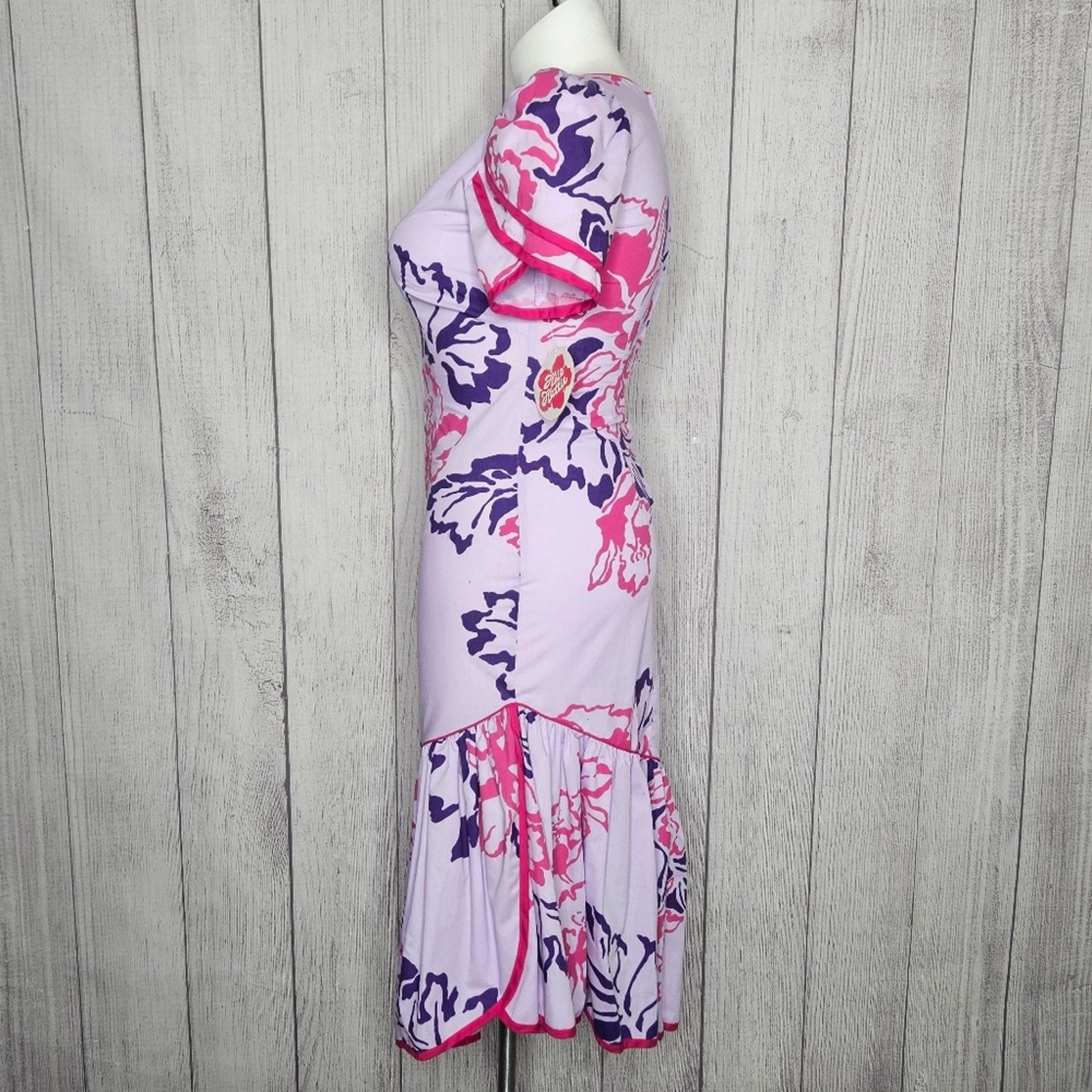 Hilo Hattie × Vintage Hilo Hattie Floral Puff Sleeve Dress w Mermaid Ruffle Hem Size XL / US 12-14 / IT 48-50 - 5 Thumbnail