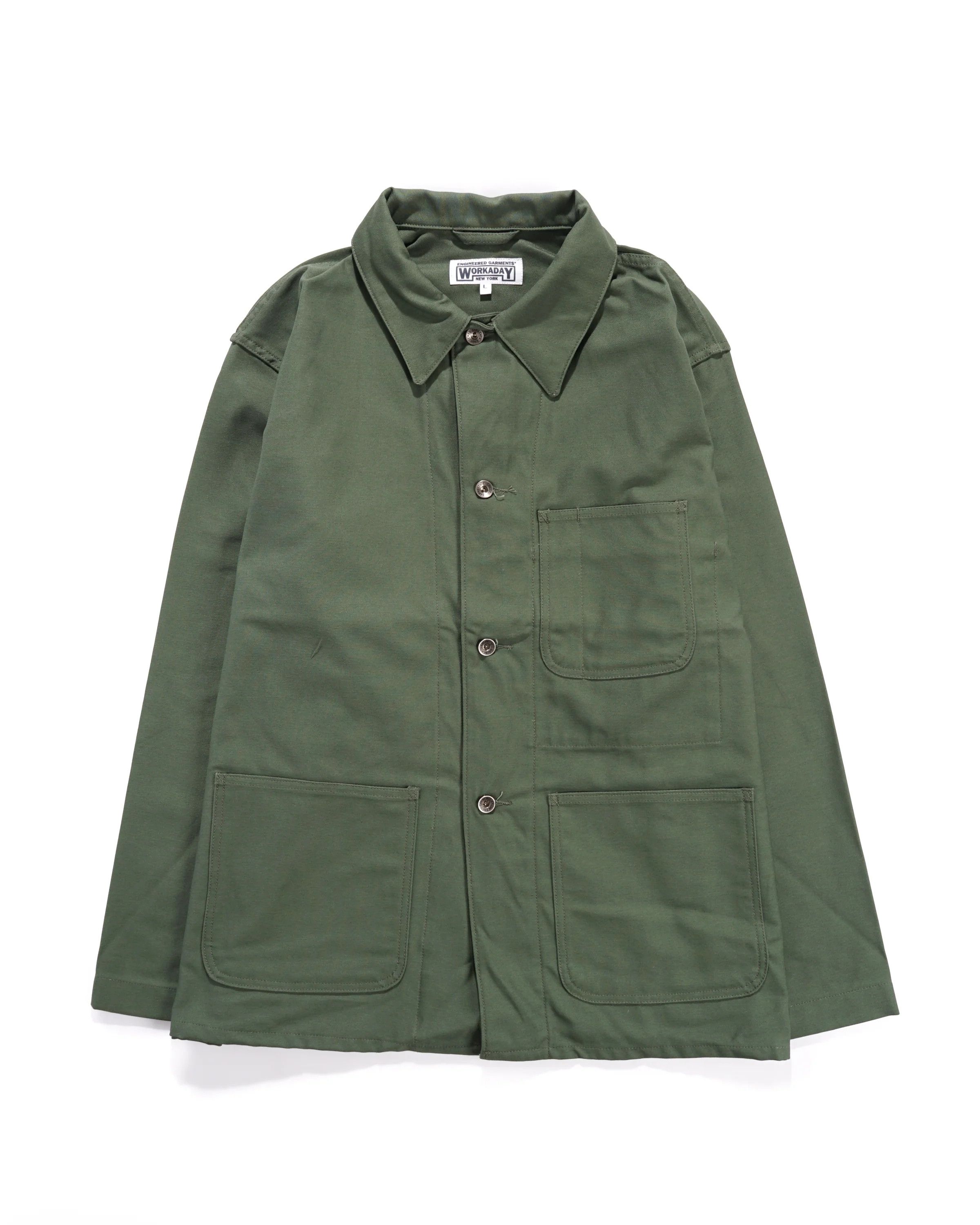 Image of Engineered Garments Workaday Utility Jacket - Olive Cotton Reverse Sateen, Men's (Size XS)