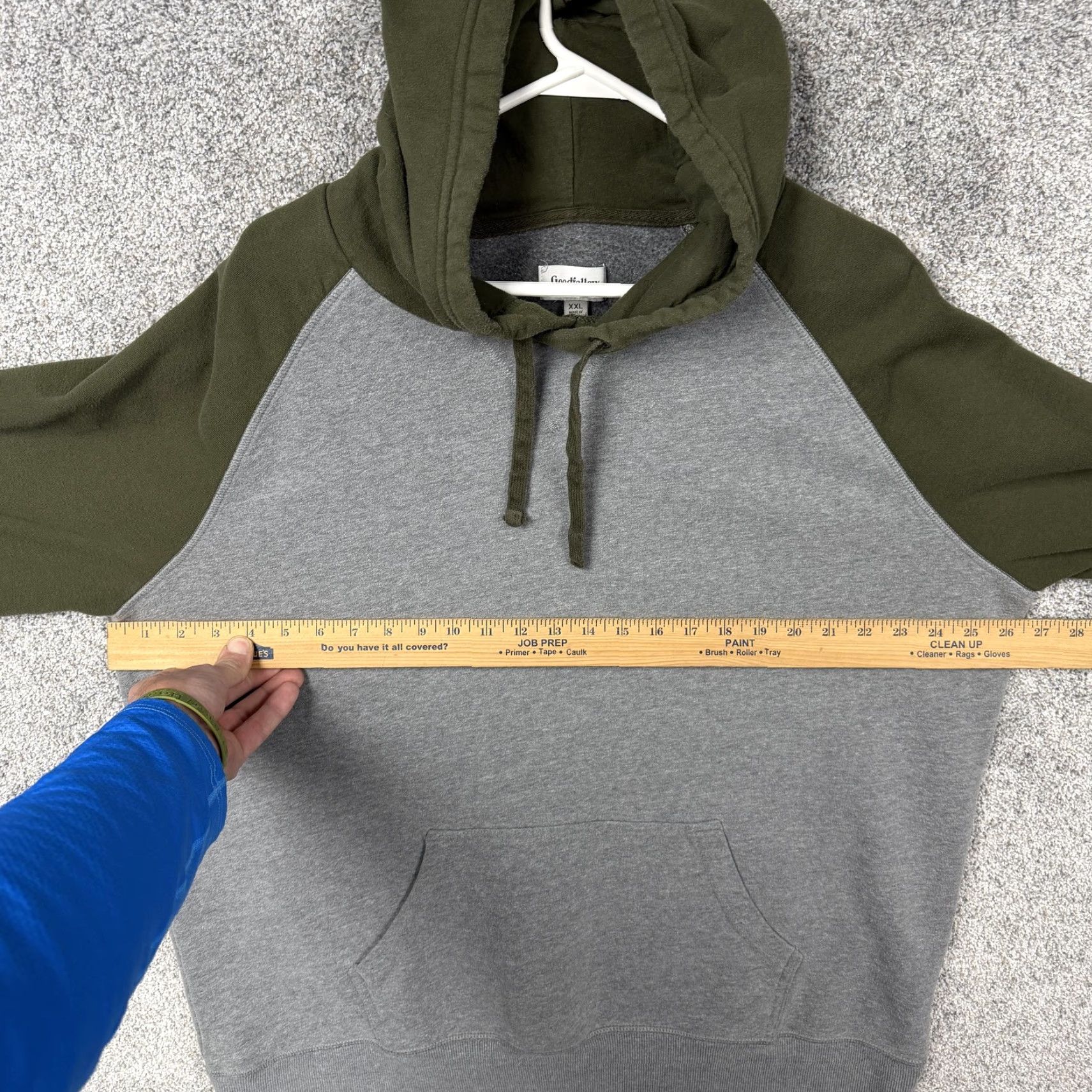 Vintage Goodfellow & Co Hoodie Mens 2XL Gray Raglan Fleece Pullover Sweatshirt Size US XXL / EU 58 / 5 - 4 Thumbnail