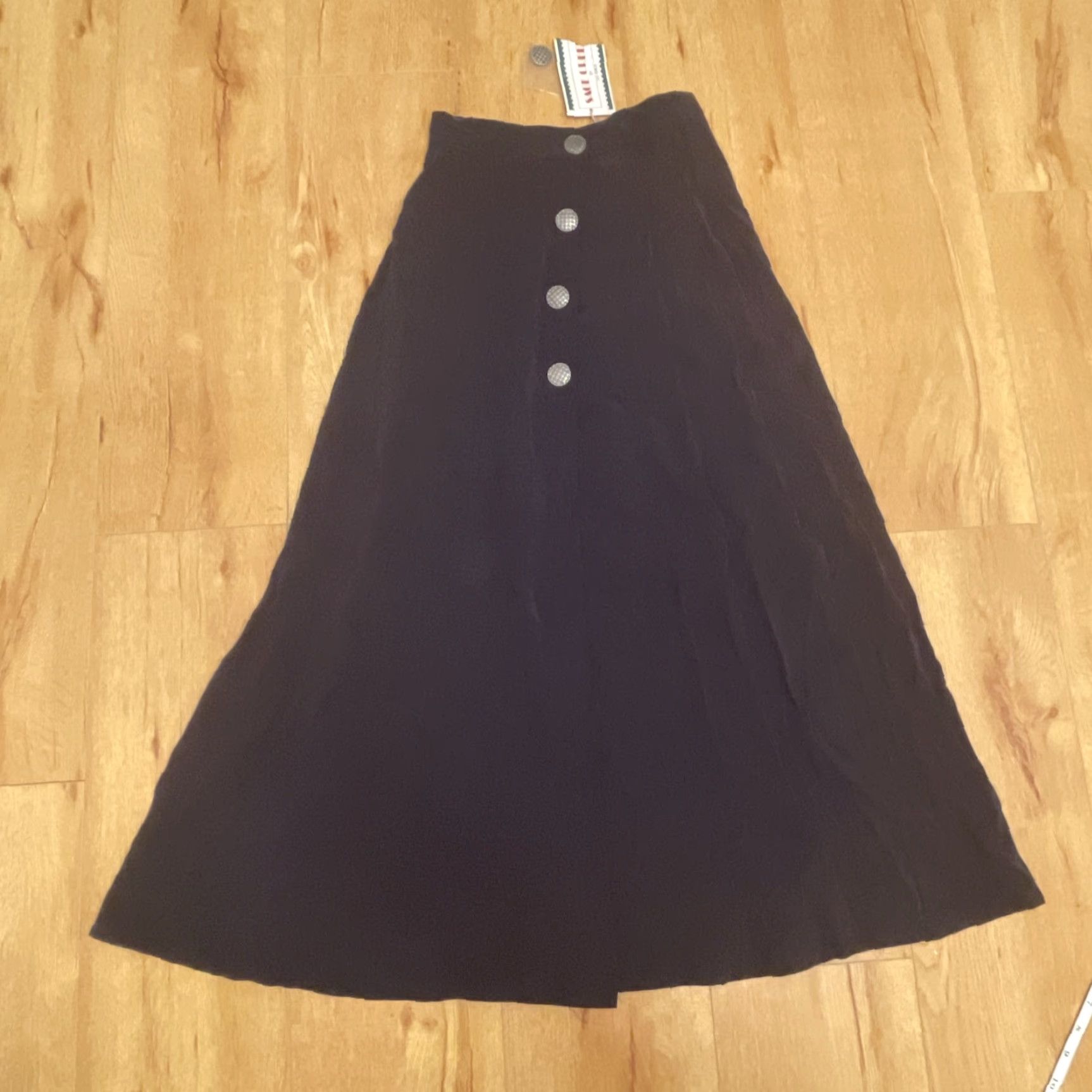 Vintage VINTAGE Sage Creek Liz Ence Maxi Skirt Womens Small Navy Silver Button Front NWT Size 28" / US 6 / IT 42 - 2 Thumbnail