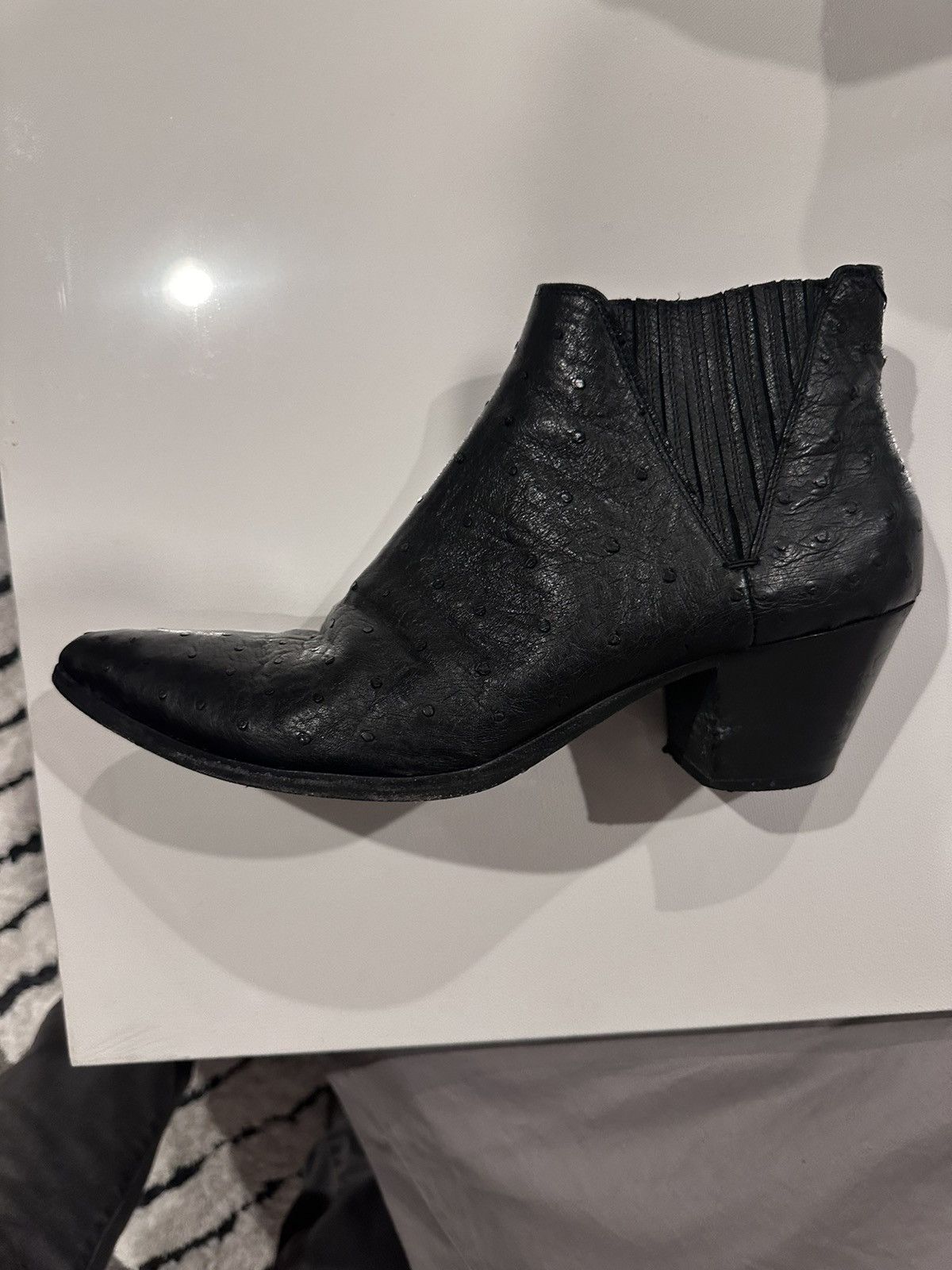 Hedi Slimane × Saint Laurent Paris SLP Black Ostrich Chelsea Boot Size US 10.5 / EU 43-44 - 5 Thumbnail