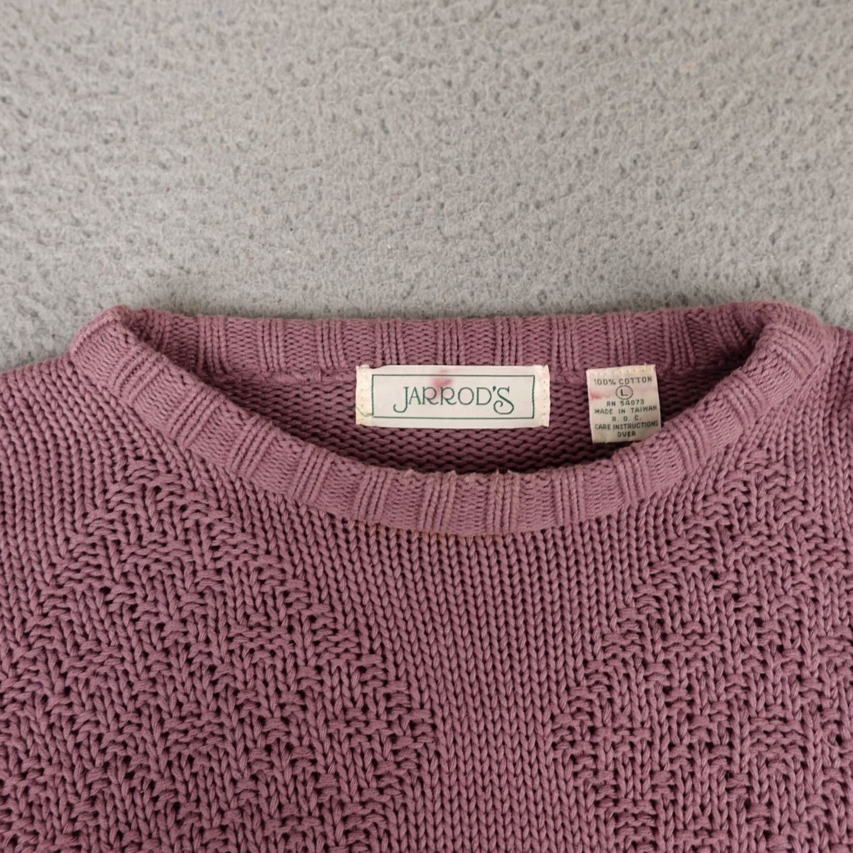Harrods VINTAGE Jarrods Sweater Womens Large Pink Geometric Cable Knit Crewneck 90s Size L / US 10 / IT 46 - 5 Thumbnail