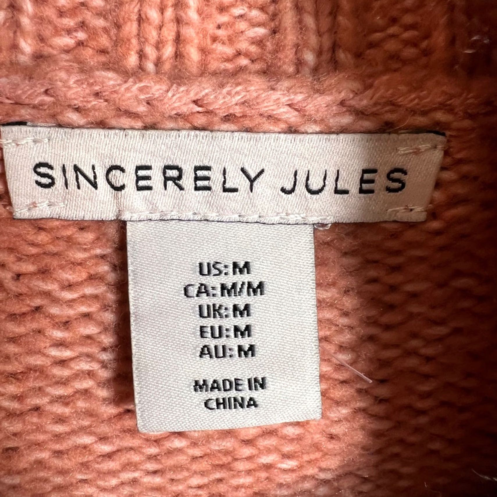 Pinko Sincerely Jules Womens Medium Pink Peach Cable Knit Half-Zip Sweater Pullover Size M / US 6-8 / IT 42-44 - 3 Thumbnail