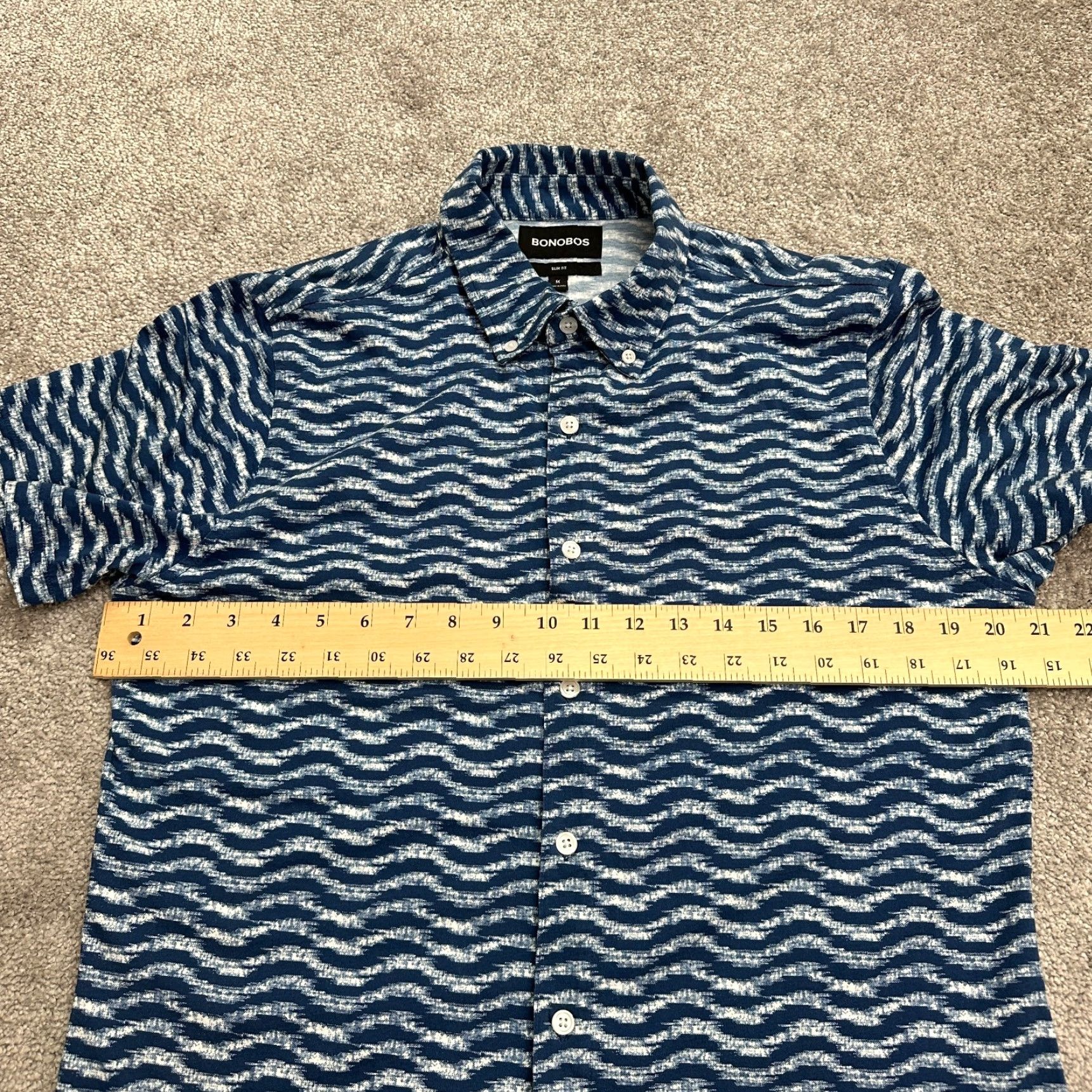 Bonobos Bonobos Slim Fit Button-Up Shirt Mens Medium Blue White Striped Short Sleeve Casual Size US M / EU 48-50 / 2 - 6 Thumbnail