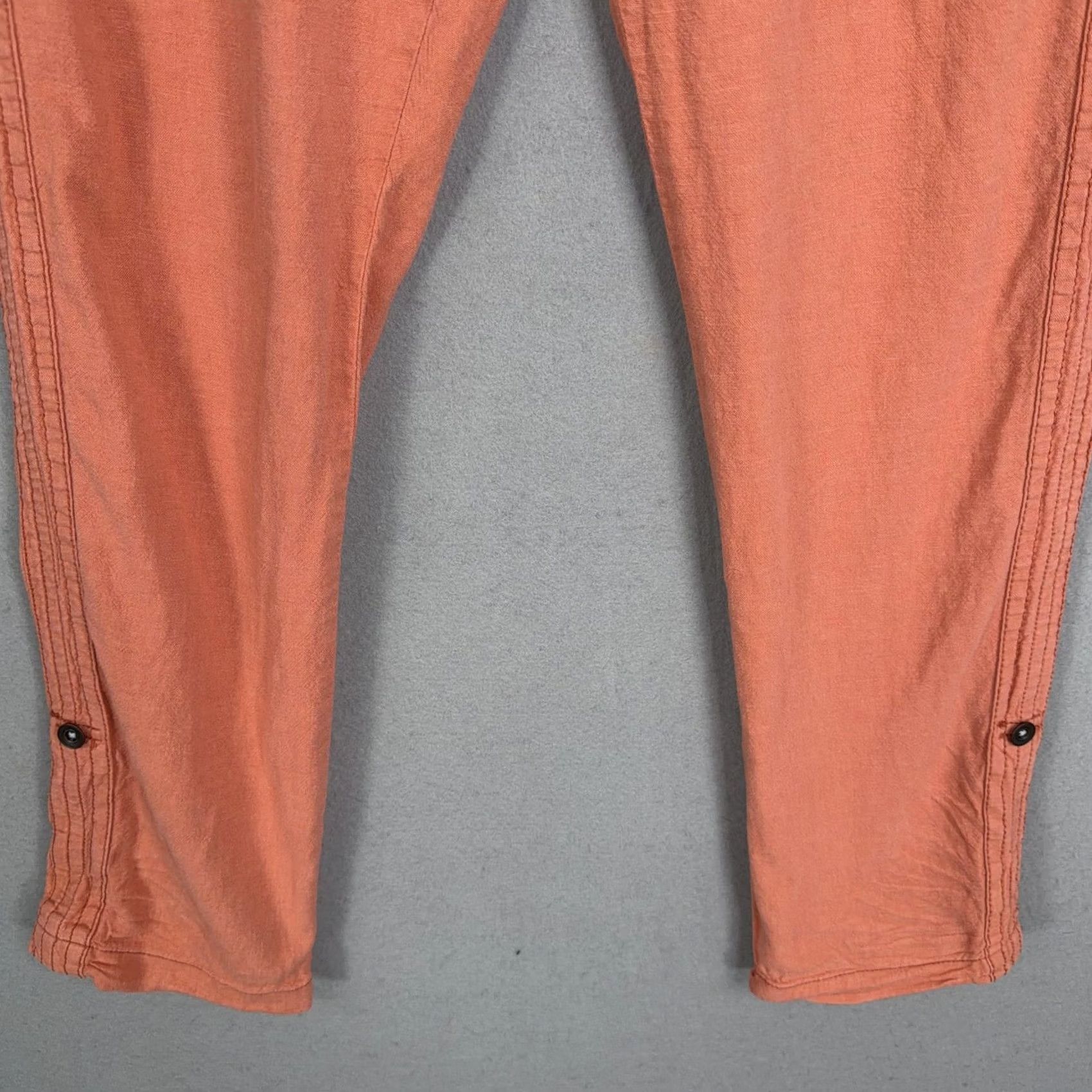 Vintage Hei Hei Womens Small Orange Jogger Pants Elastic Waist Linen Rayon Travel Casual S Size 28" / US 6 / IT 42 - 3 Thumbnail