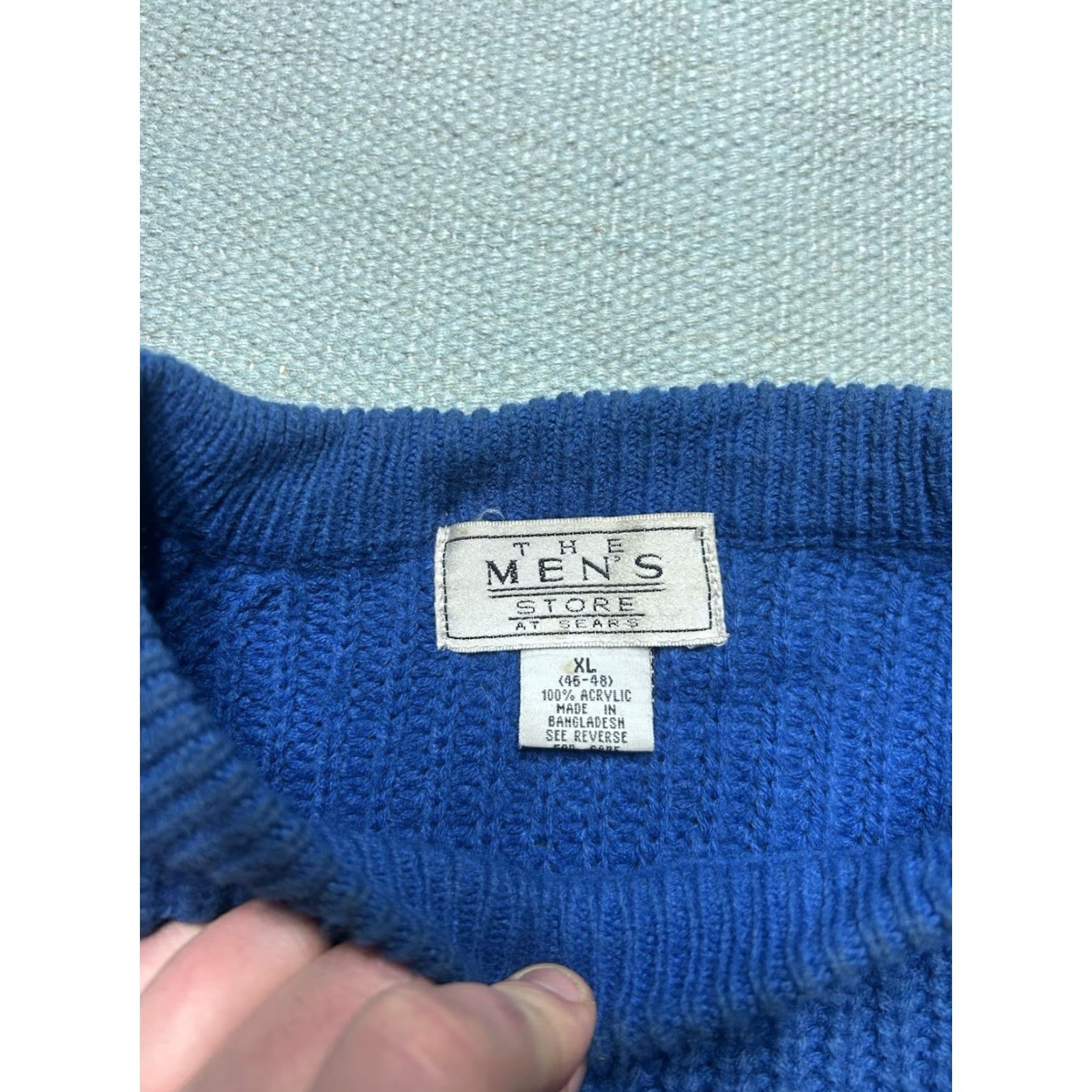 Sears VINTAGE Sears acrylic sweater chunky cable knit blue raglan pullover crewneck XL Size US XL / EU 56 / 4 - 4 Thumbnail